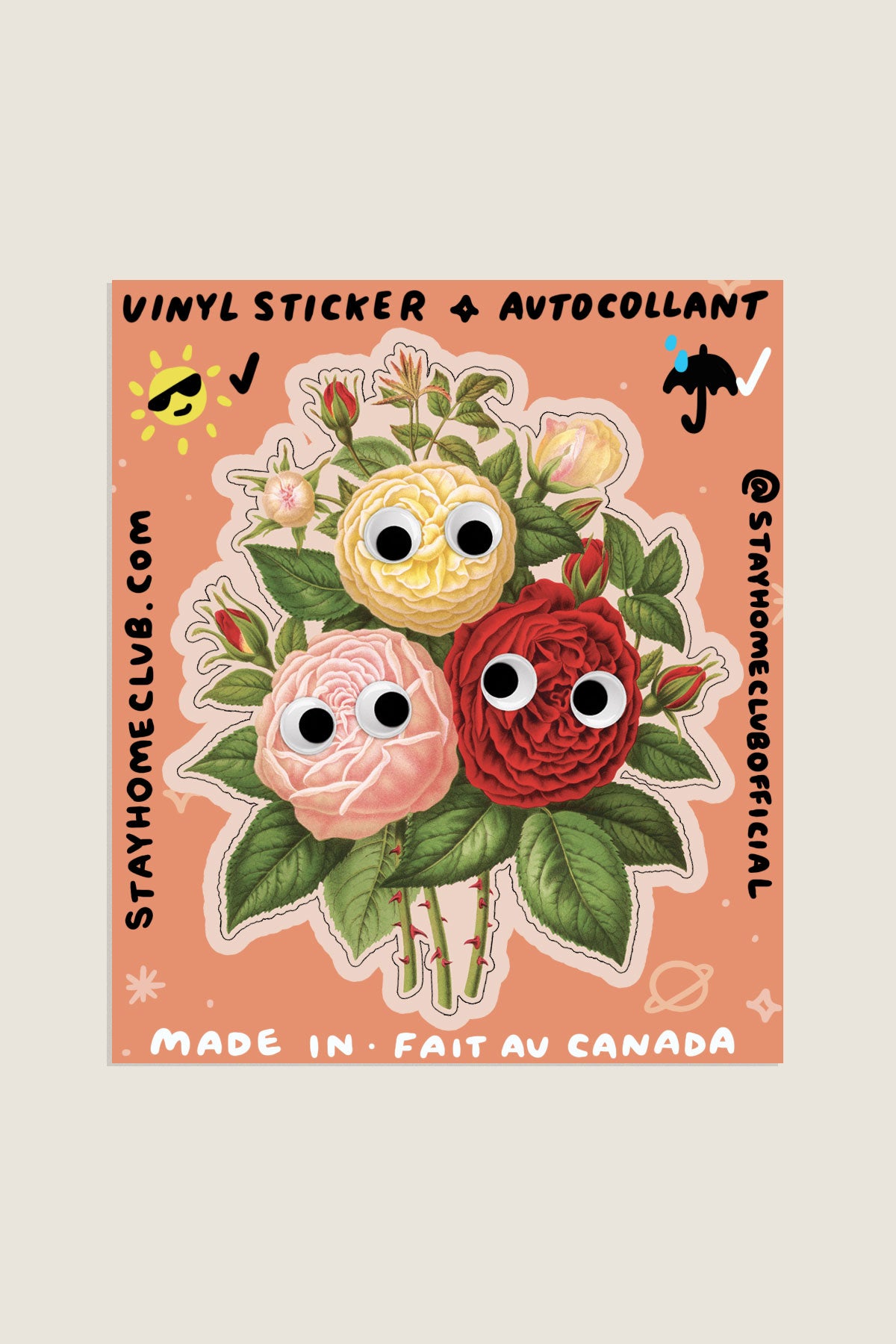 Autocollant 'Googly Roses'