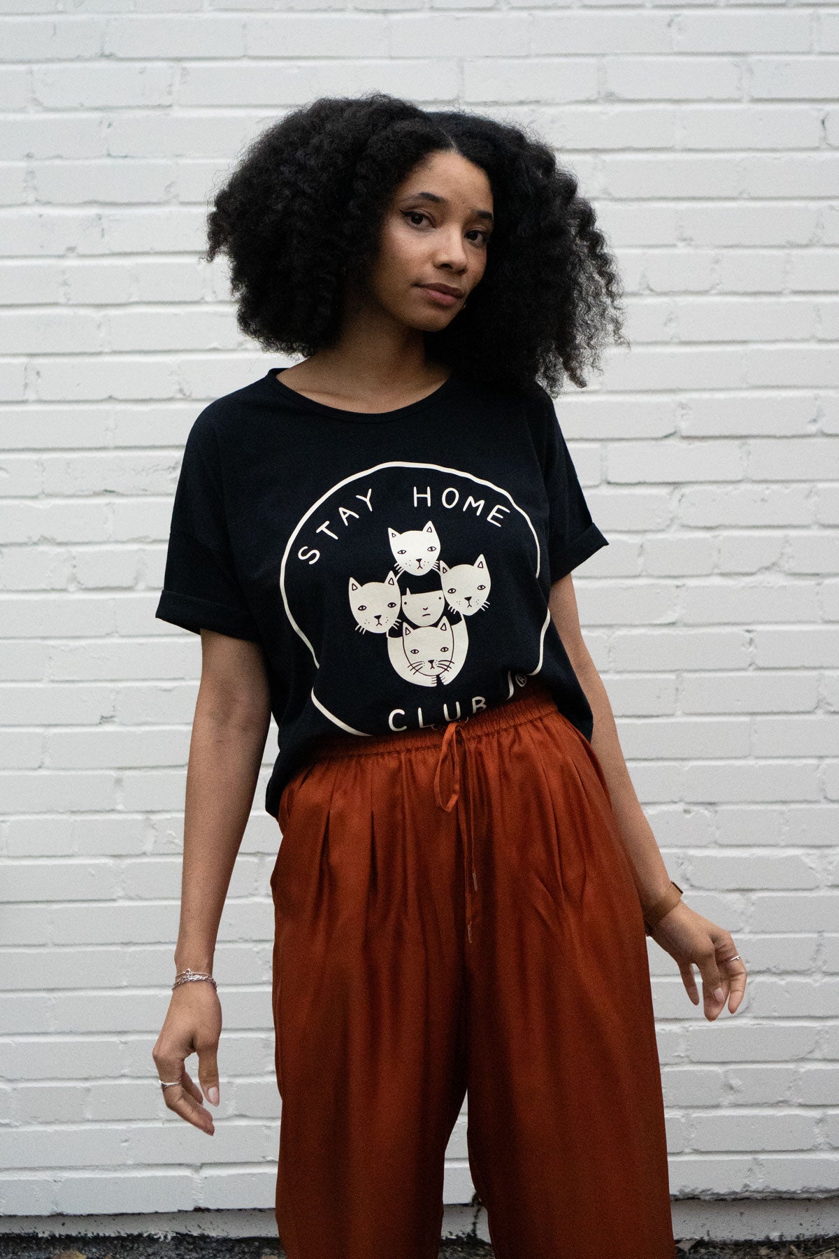 Printed Crop T-shirt in Disco/ Black