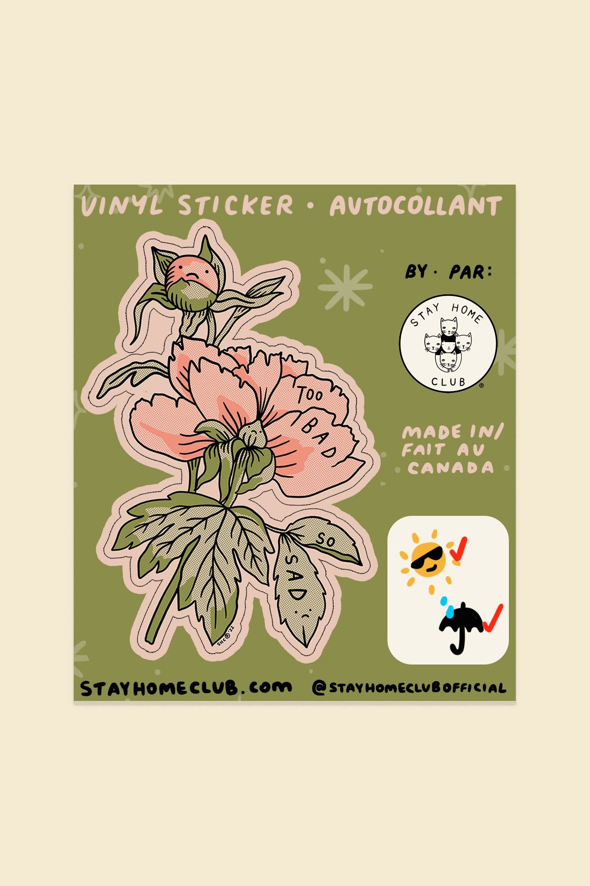 Autocollant 'Too Bad (Peonies)'