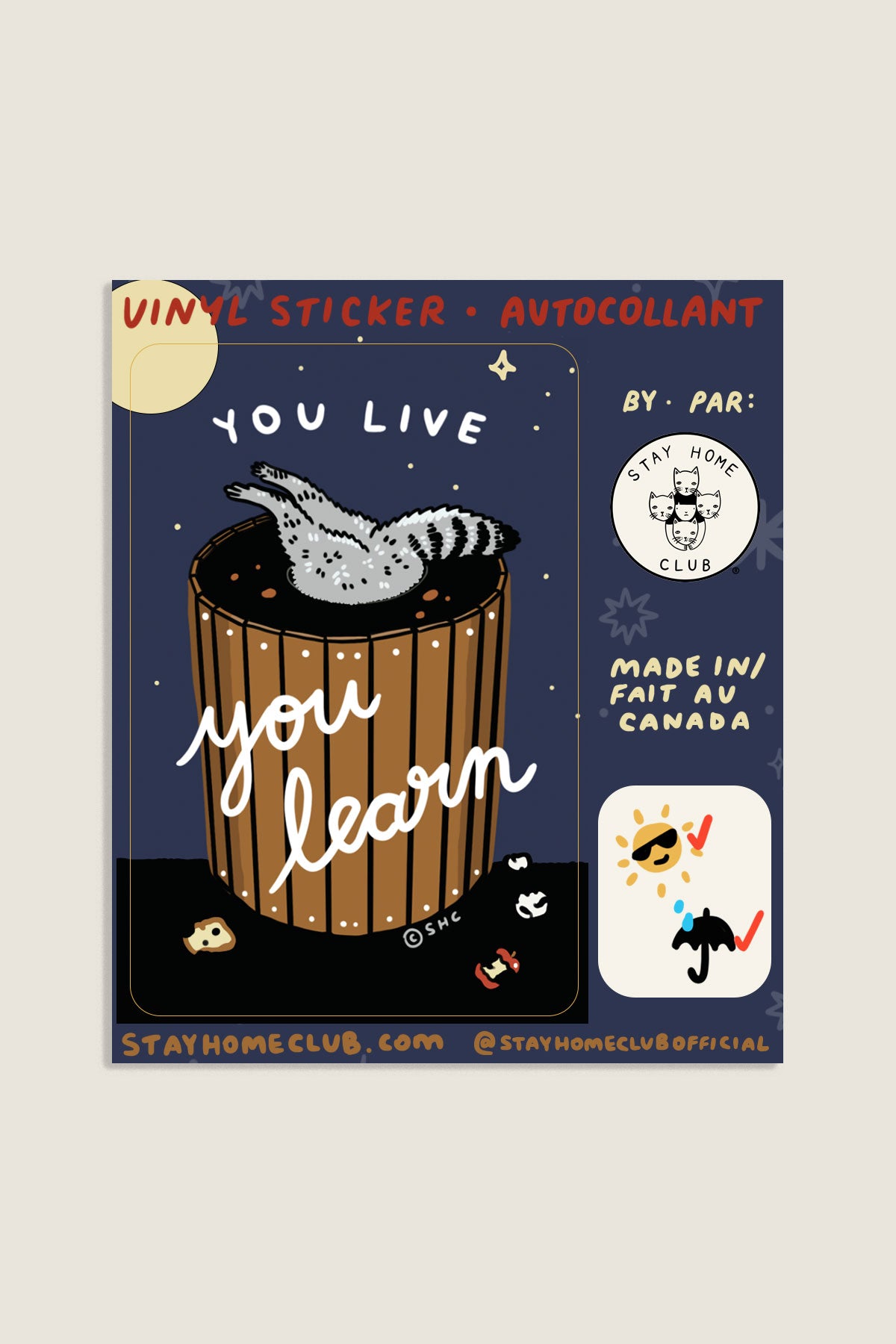 Autocollant "You Live You Learn"