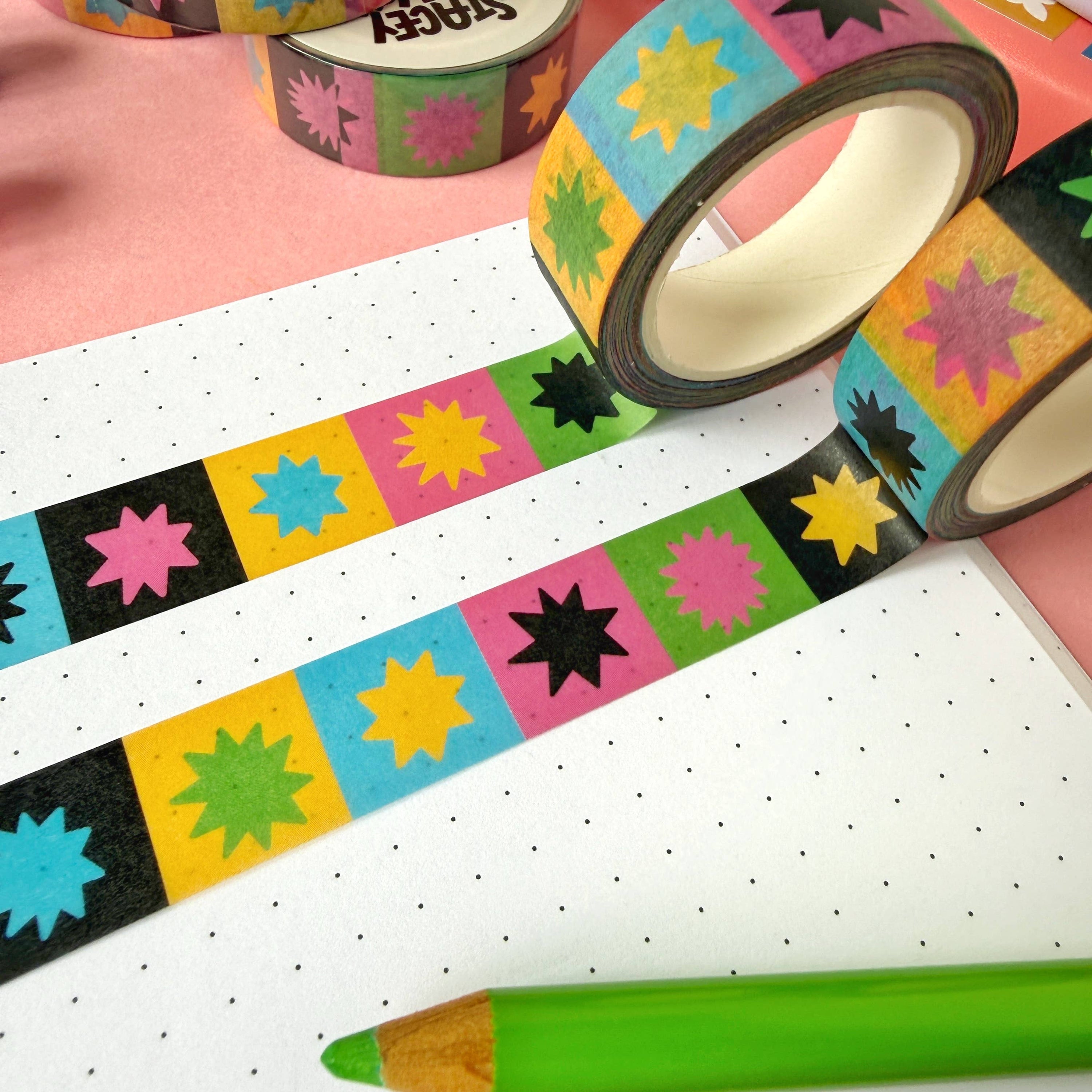 Ruban décoratif 'Rainbow Star Grid Pattern'