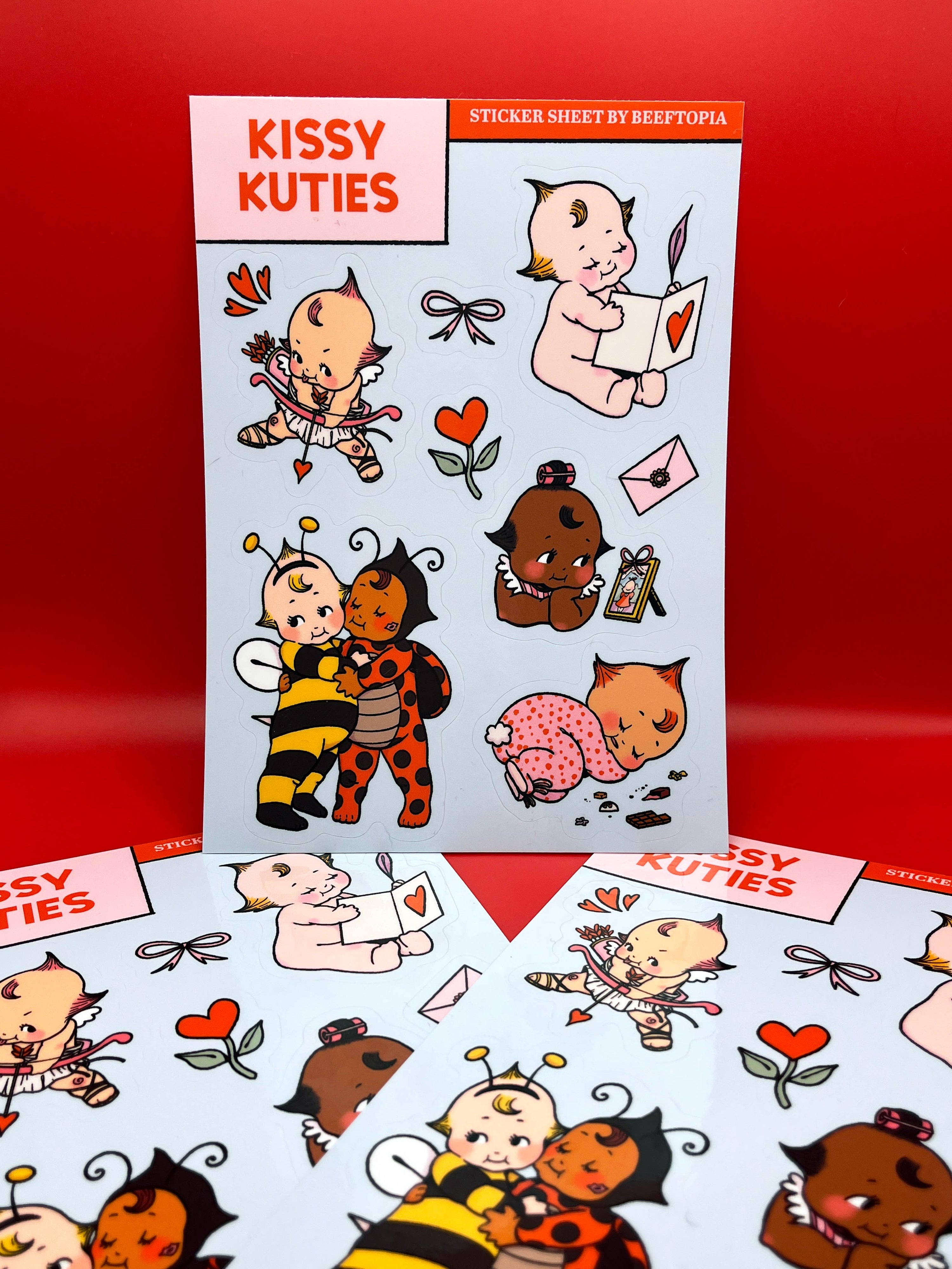 Feuille D'Autocollants 'Kissy Kuties'