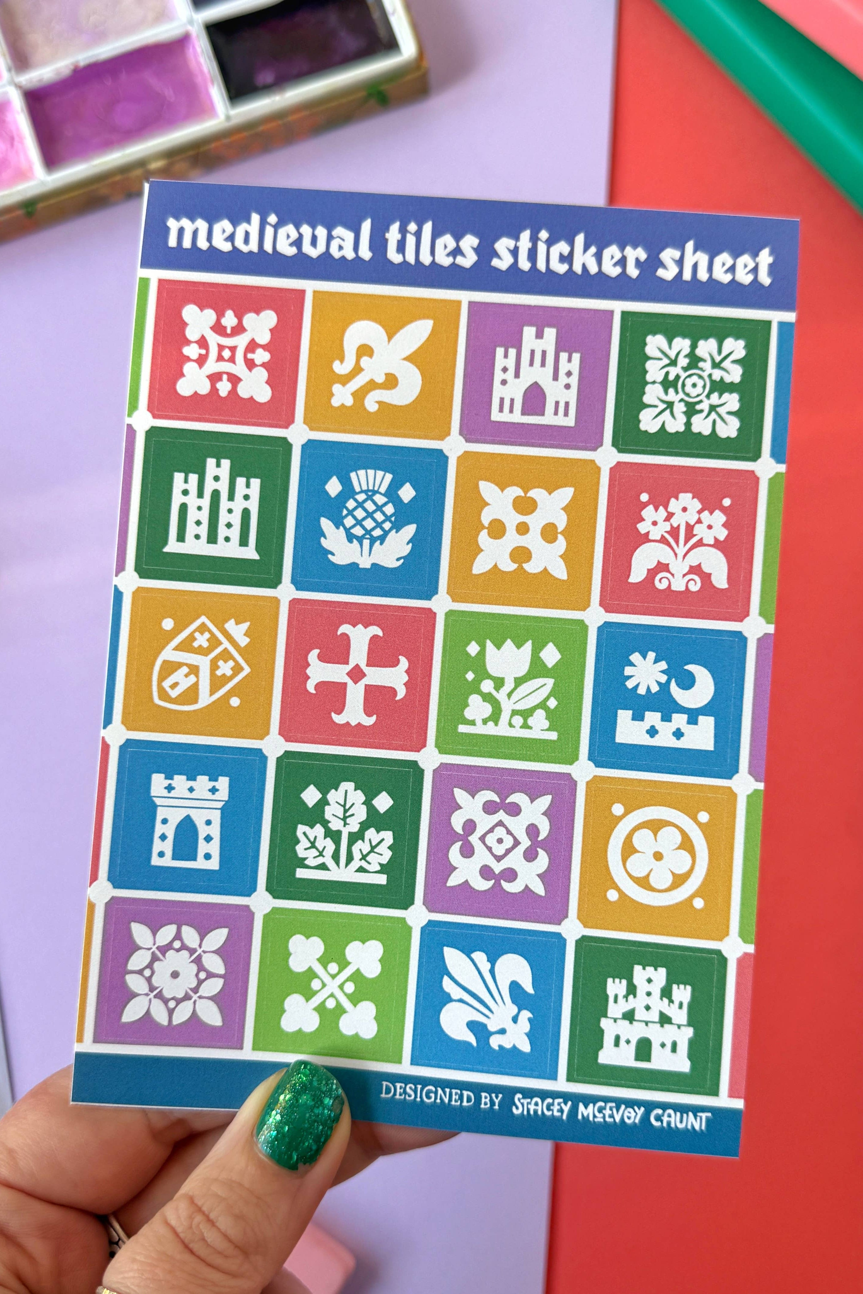 Planche d'autocollants de carreaux médiévaux - Couleurs d'automne