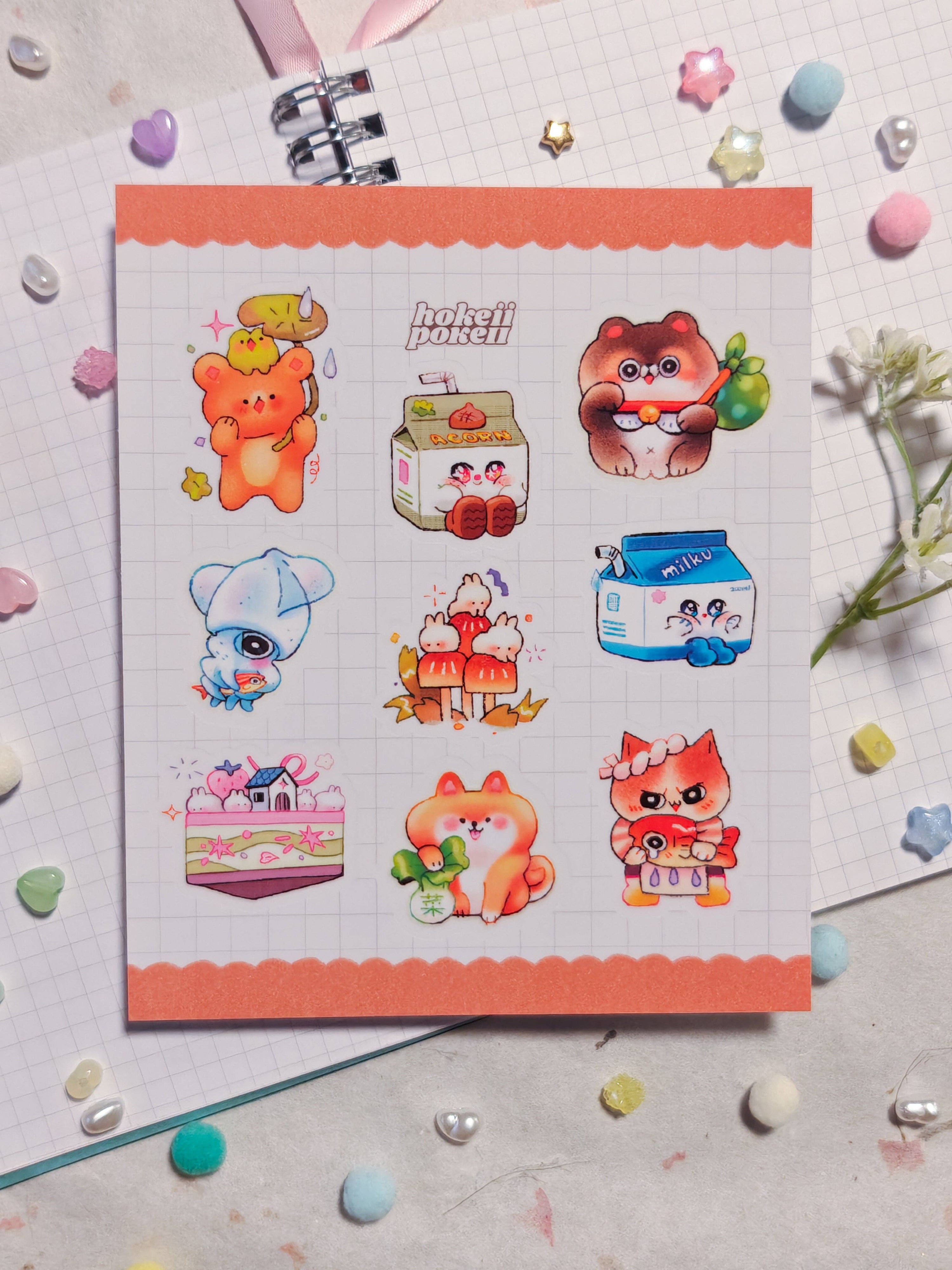 Feuille D'Autocollants Transparent 'Whimsy Pals'