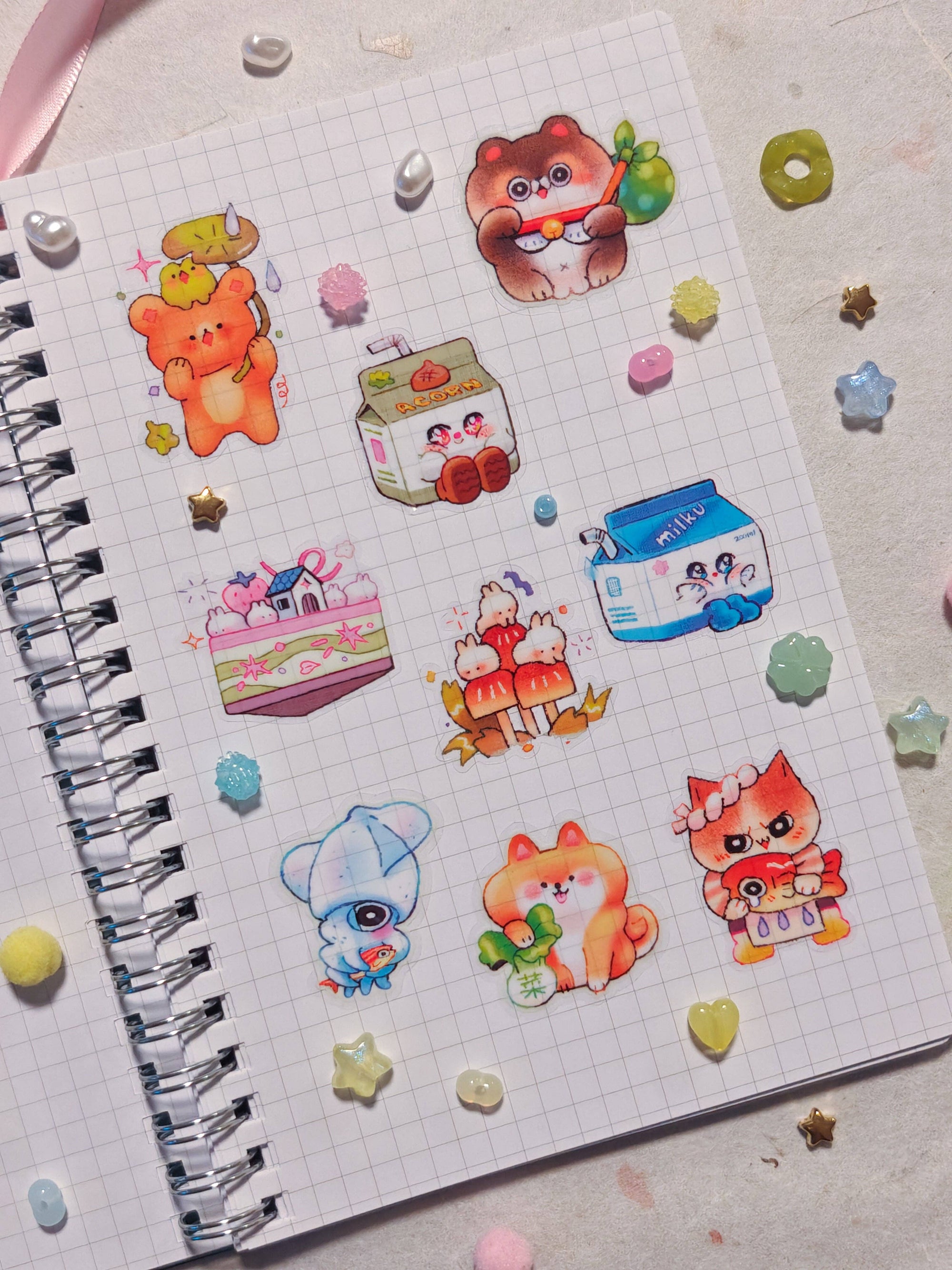 Feuille D'Autocollants Transparent 'Whimsy Pals'