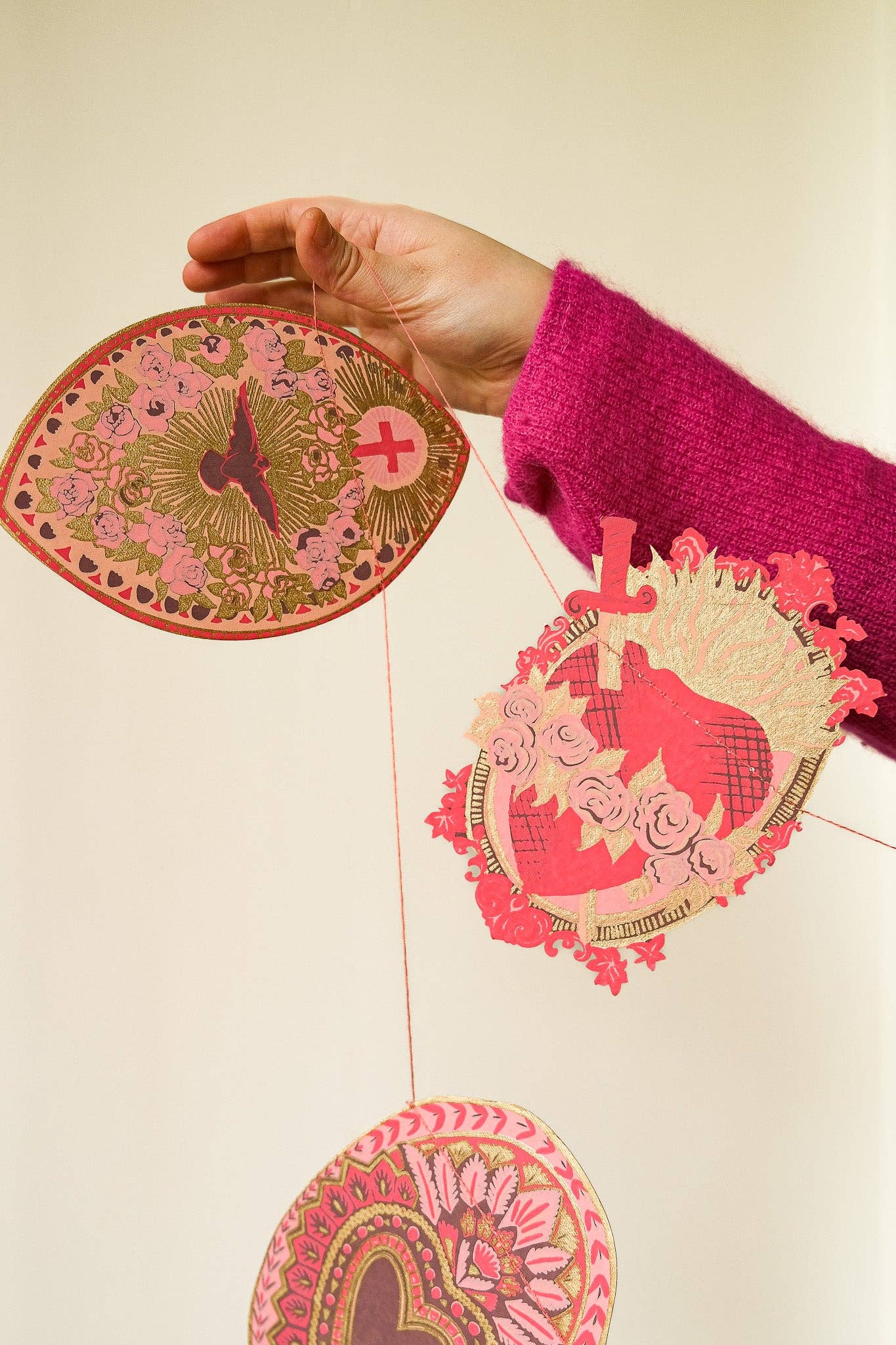 Saint Valentine Screen Printed and Sewn Garland