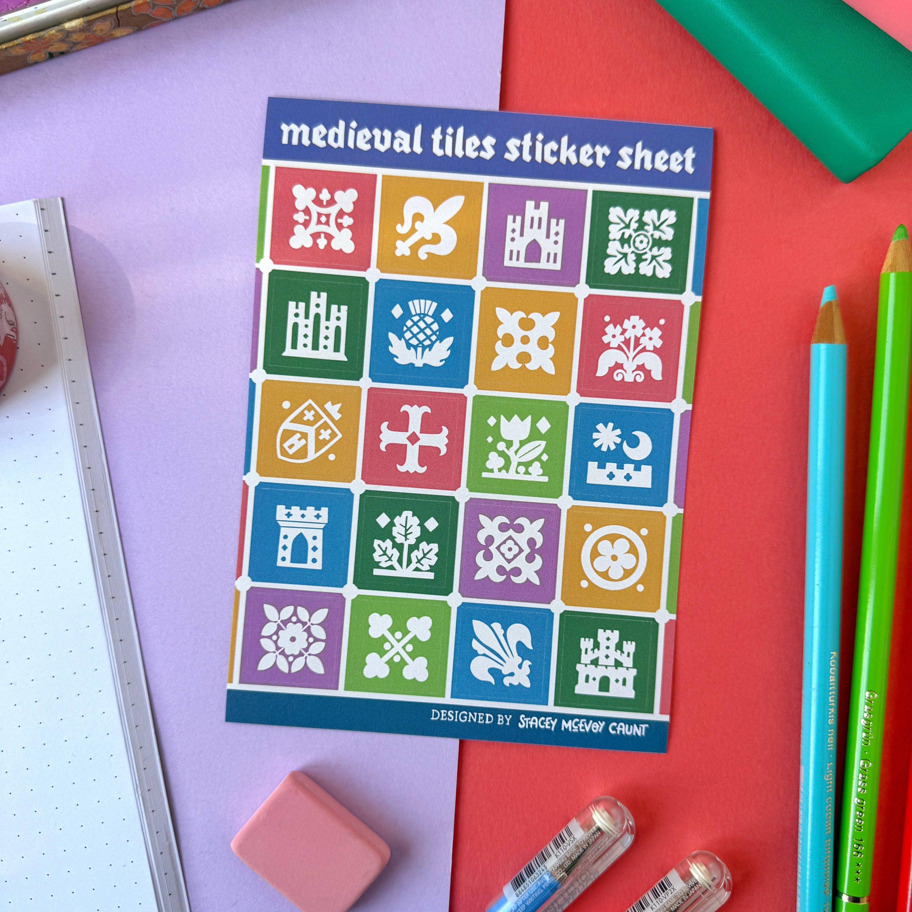 Planche d'autocollants de carreaux médiévaux - Couleurs d'automne