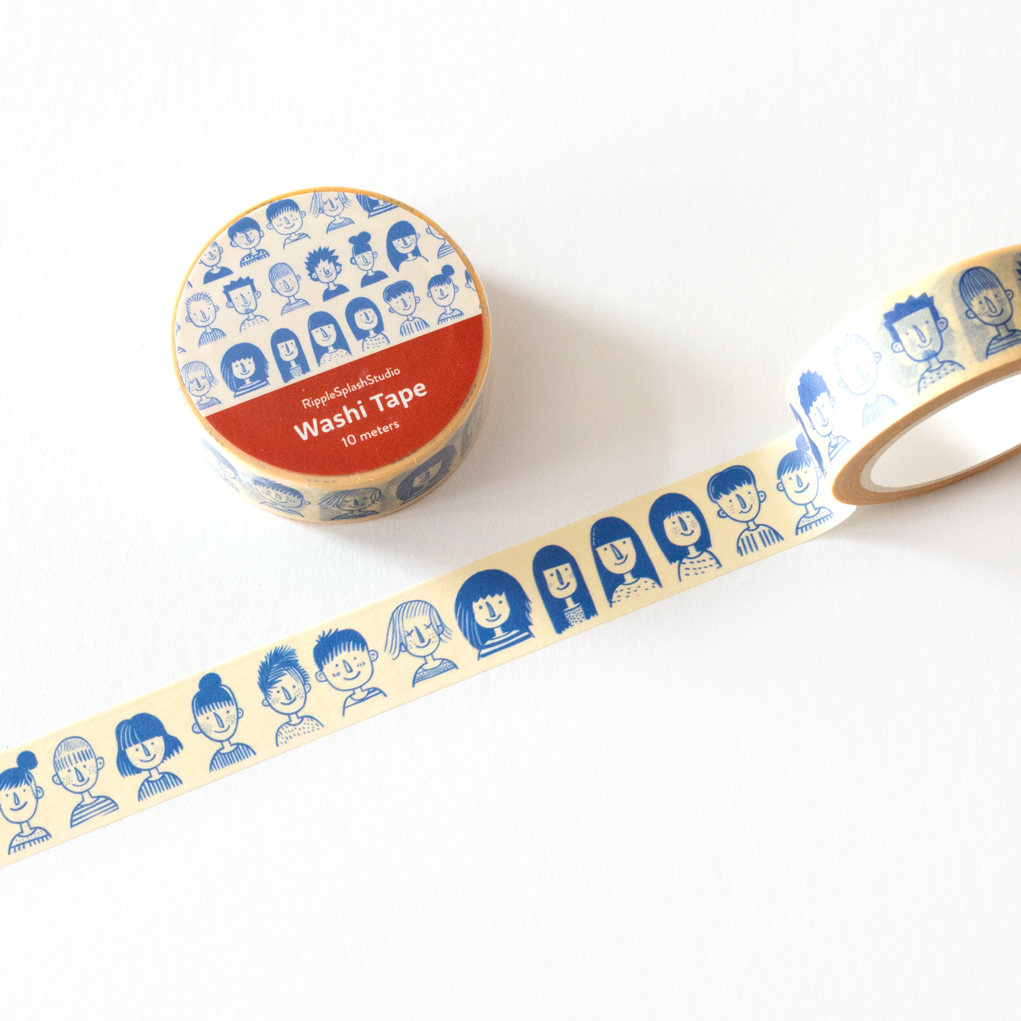 Washi tape with character design on a white background