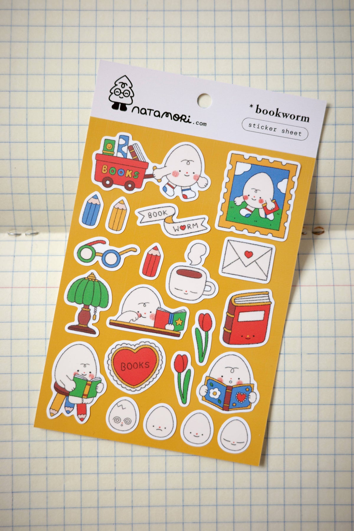 Tout Petit Feuille D'Autocollants 'Bookworm'