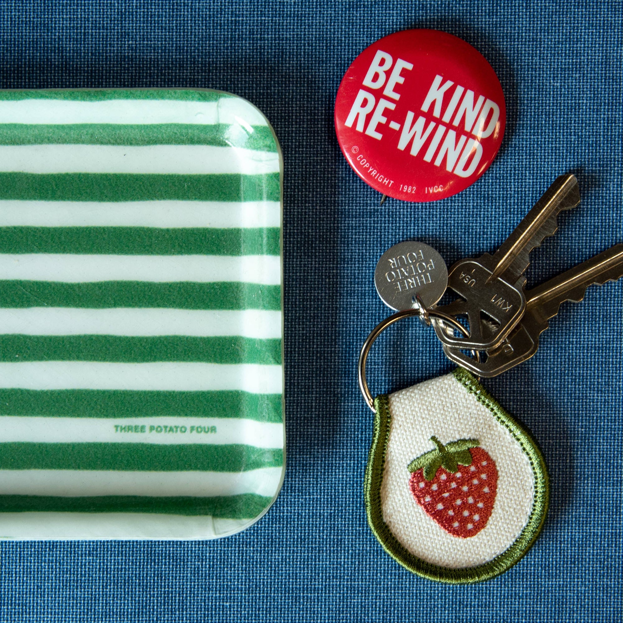 Simple Strawberry Patch Keychain