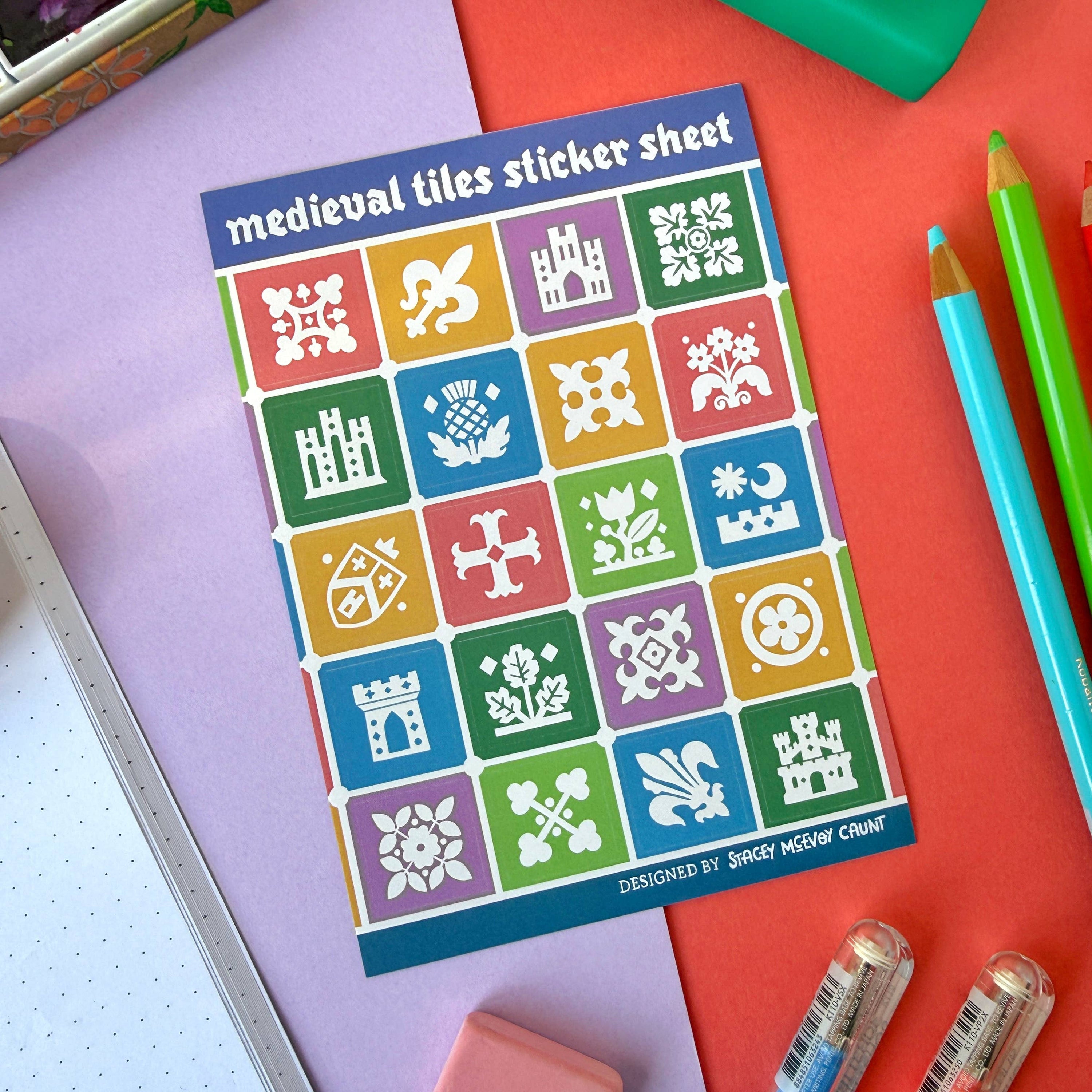 Planche d'autocollants de carreaux médiévaux - Couleurs d'automne