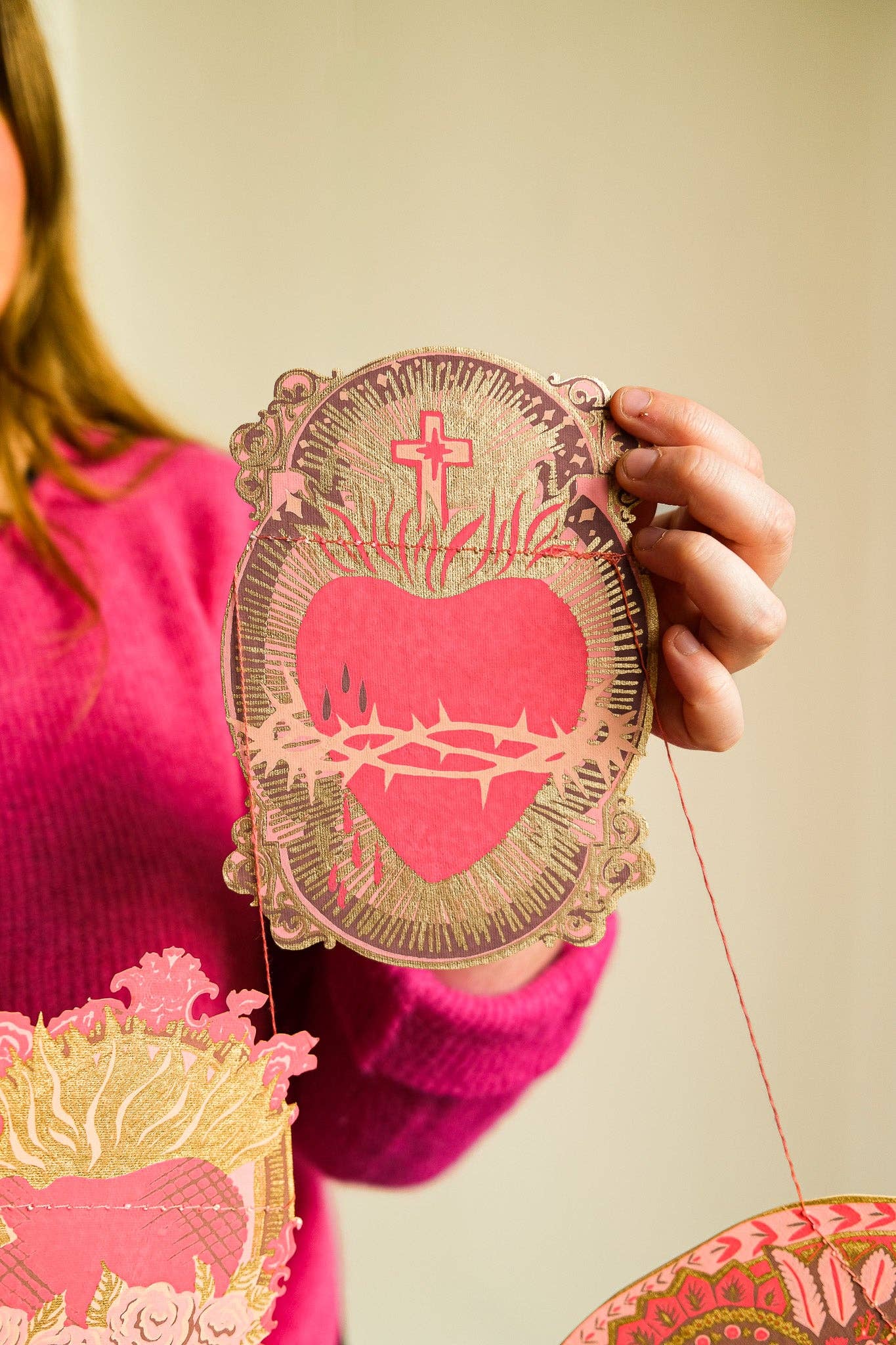 Saint Valentine Screen Printed and Sewn Garland