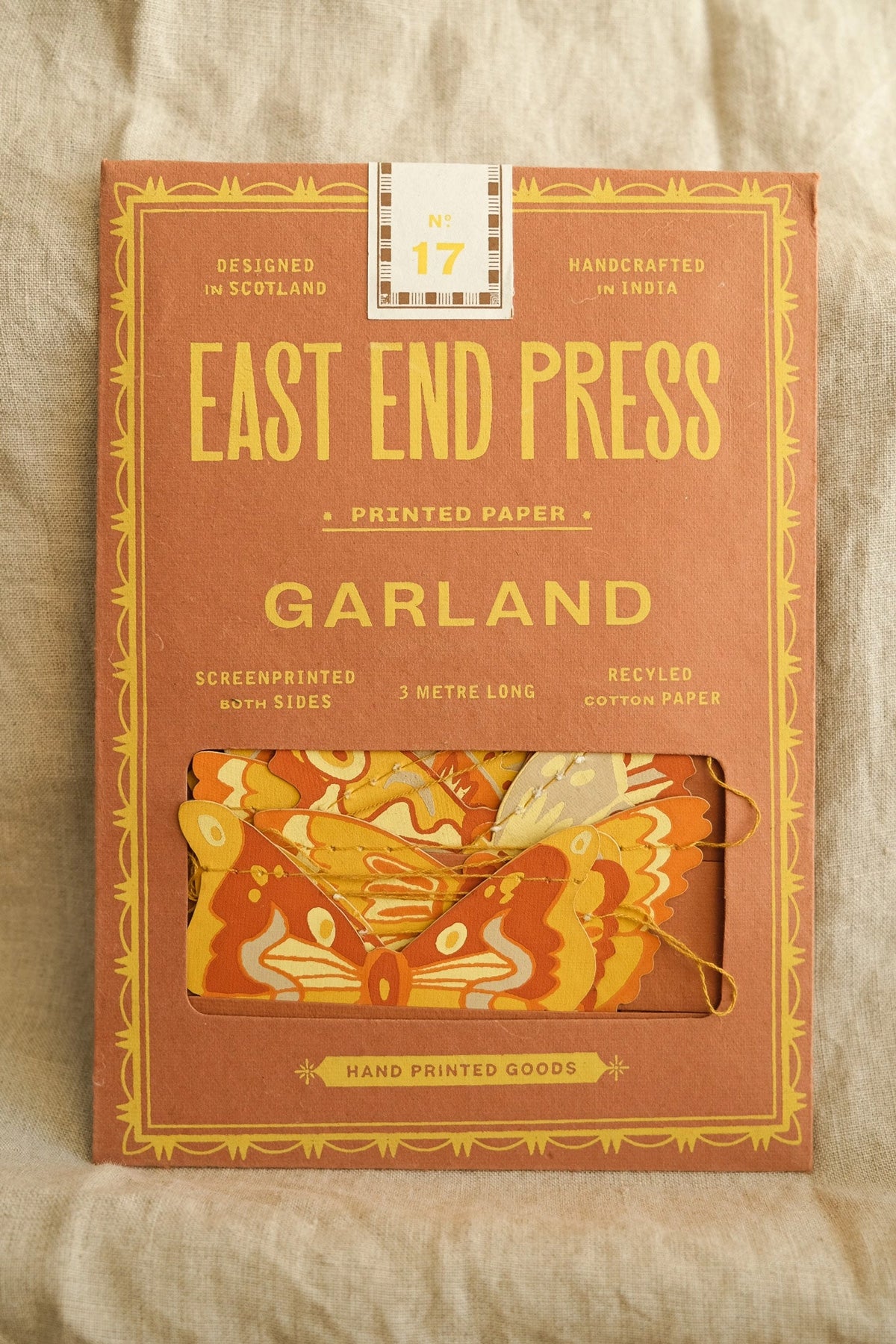 British Butterflies Screen Printed and Sewn Garland