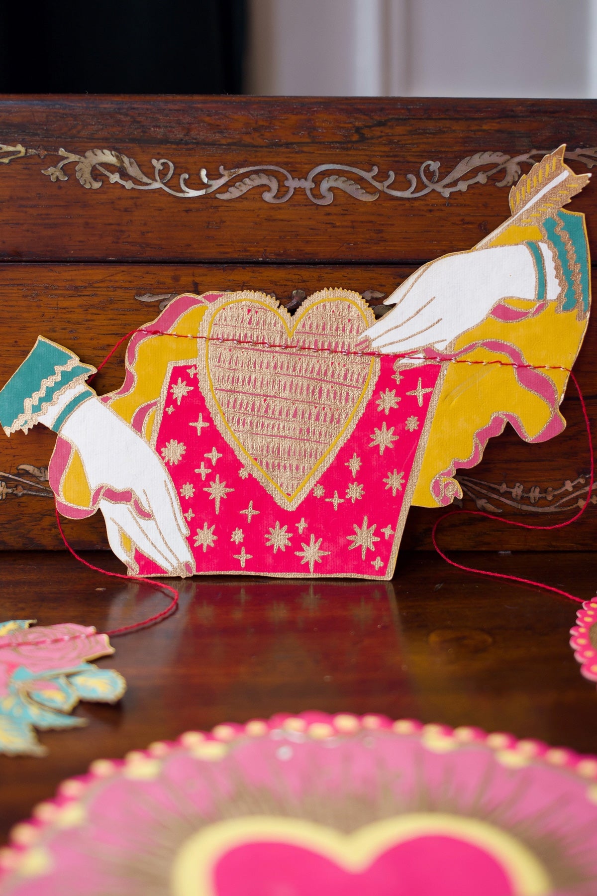 Hearts Screen Printed and Sewn Garland