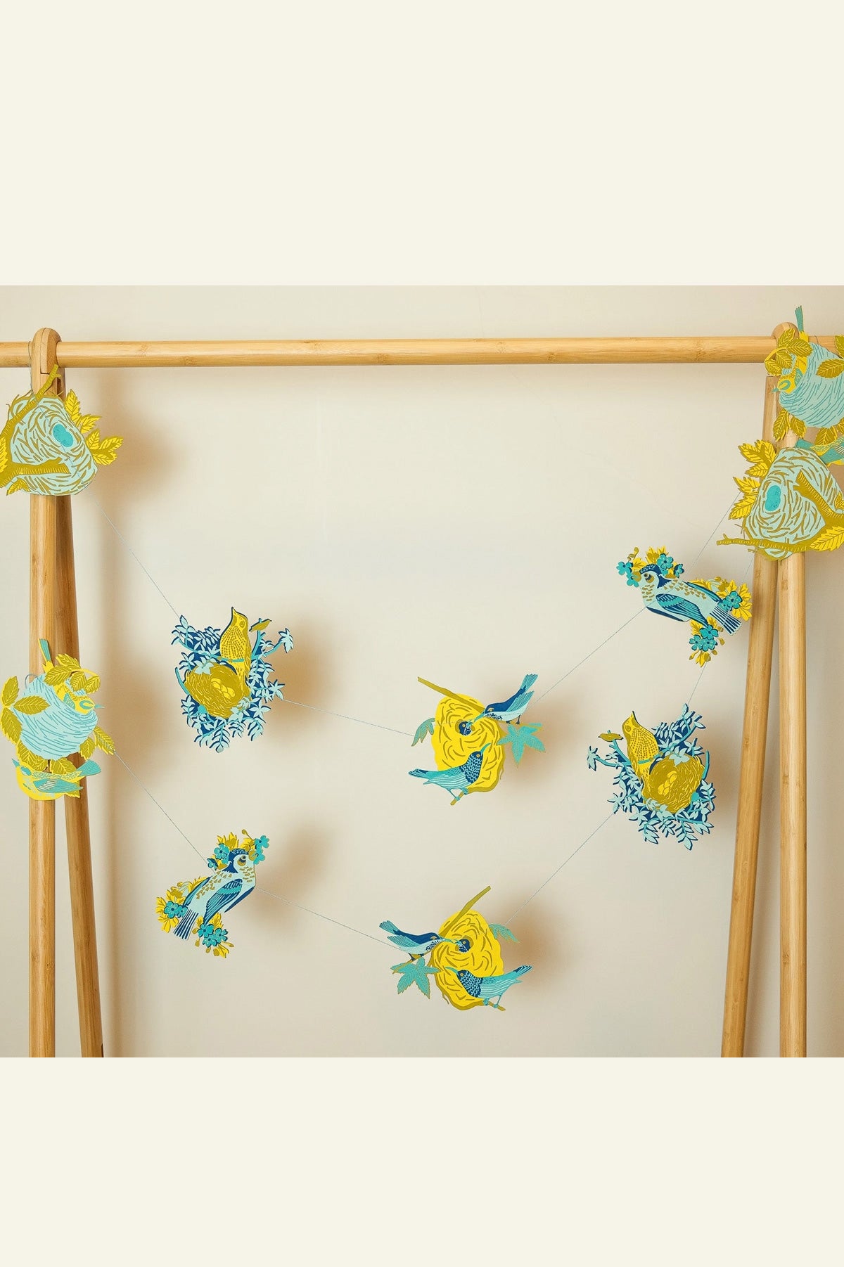 Bird Nests Screen Printed and Sewn Garland