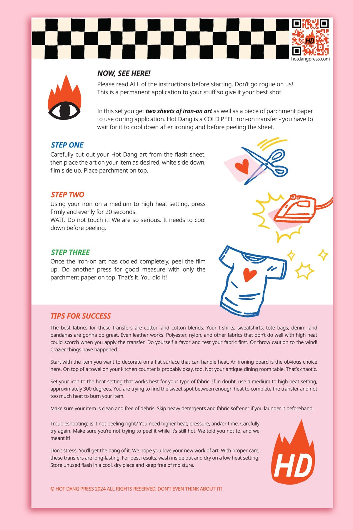 Hot Dang Press Iron-On Art Sheets