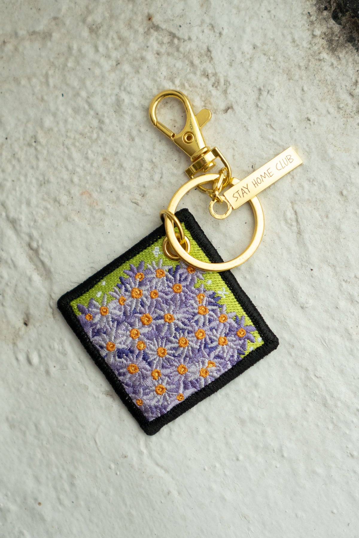 'Aster' - Porte-Clés Brodé avec fleur de naissance de septembre