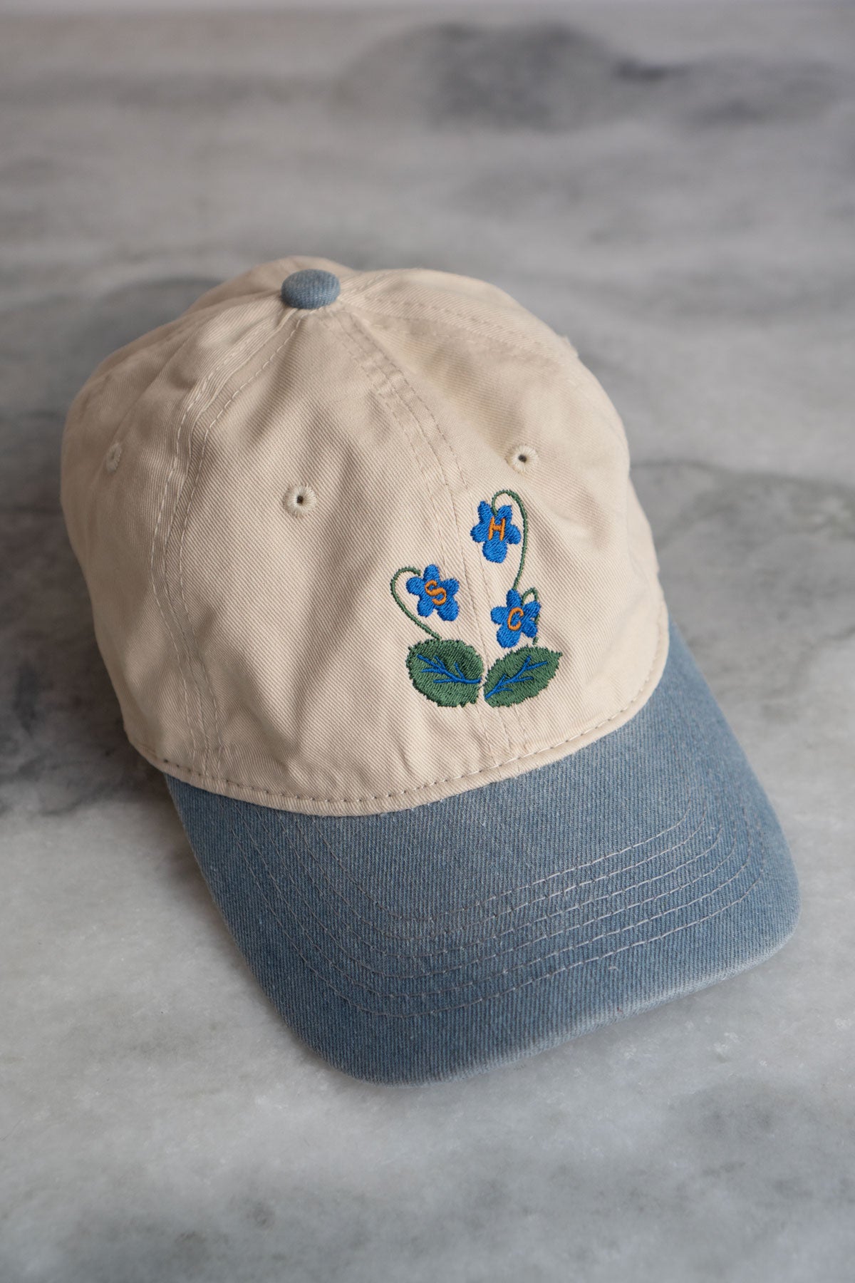 Blue Blooms Two-Tone Dad Hat