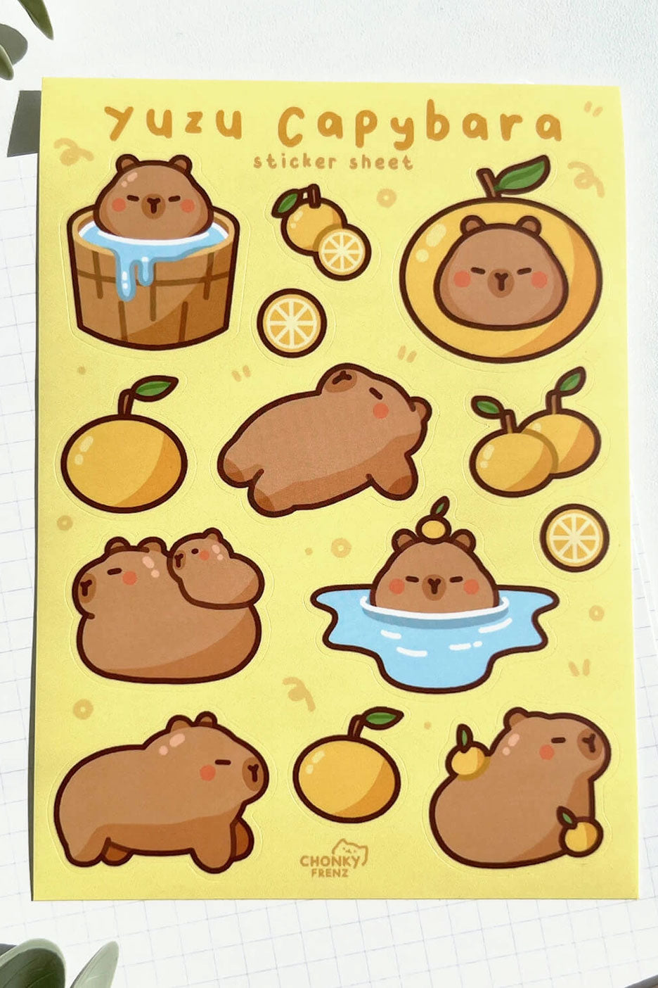 Feuille D'Autocollants 'Yuzu Capybara'