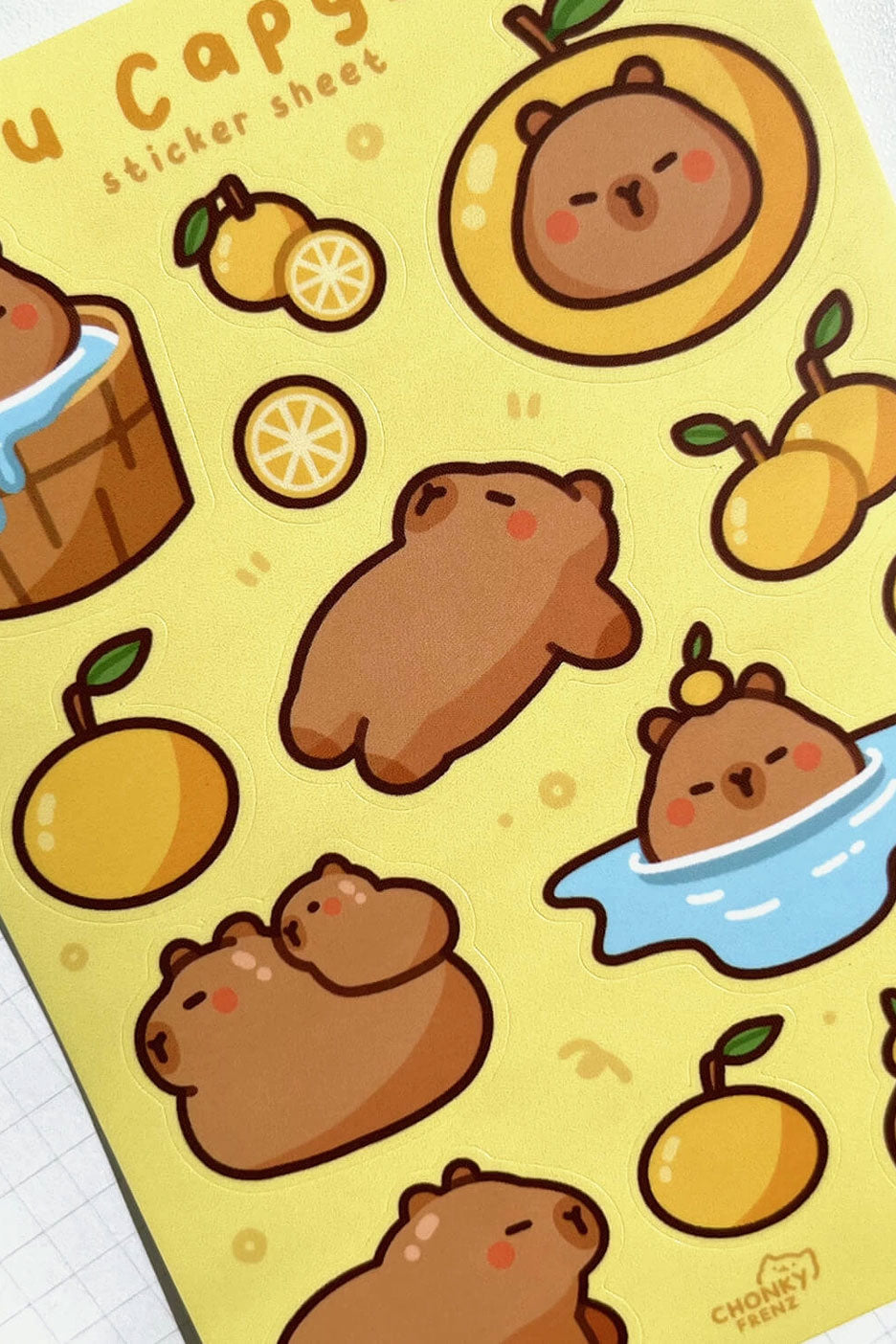 Feuille D'Autocollants 'Yuzu Capybara'