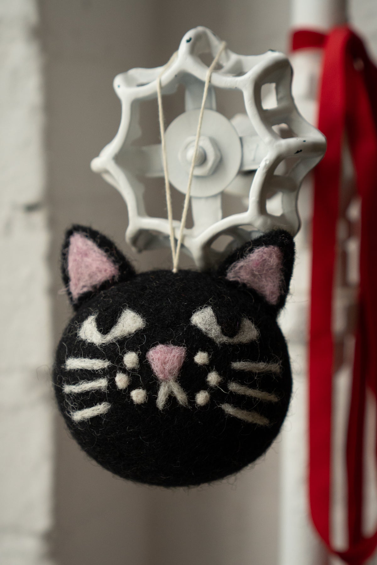 Cat Head - Felted Wool Ornament