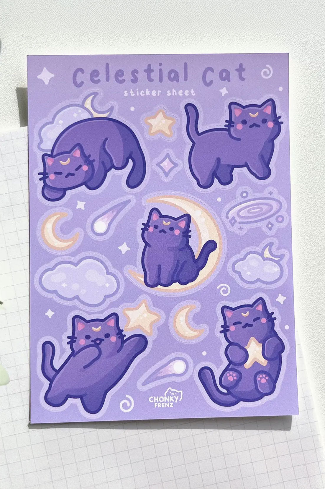 Feuille D'Autocollants 'Celestial Cat'