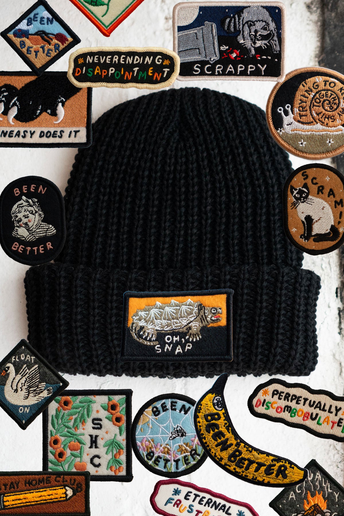 Patched Chunky Knit Beanie - Pick Your Patch