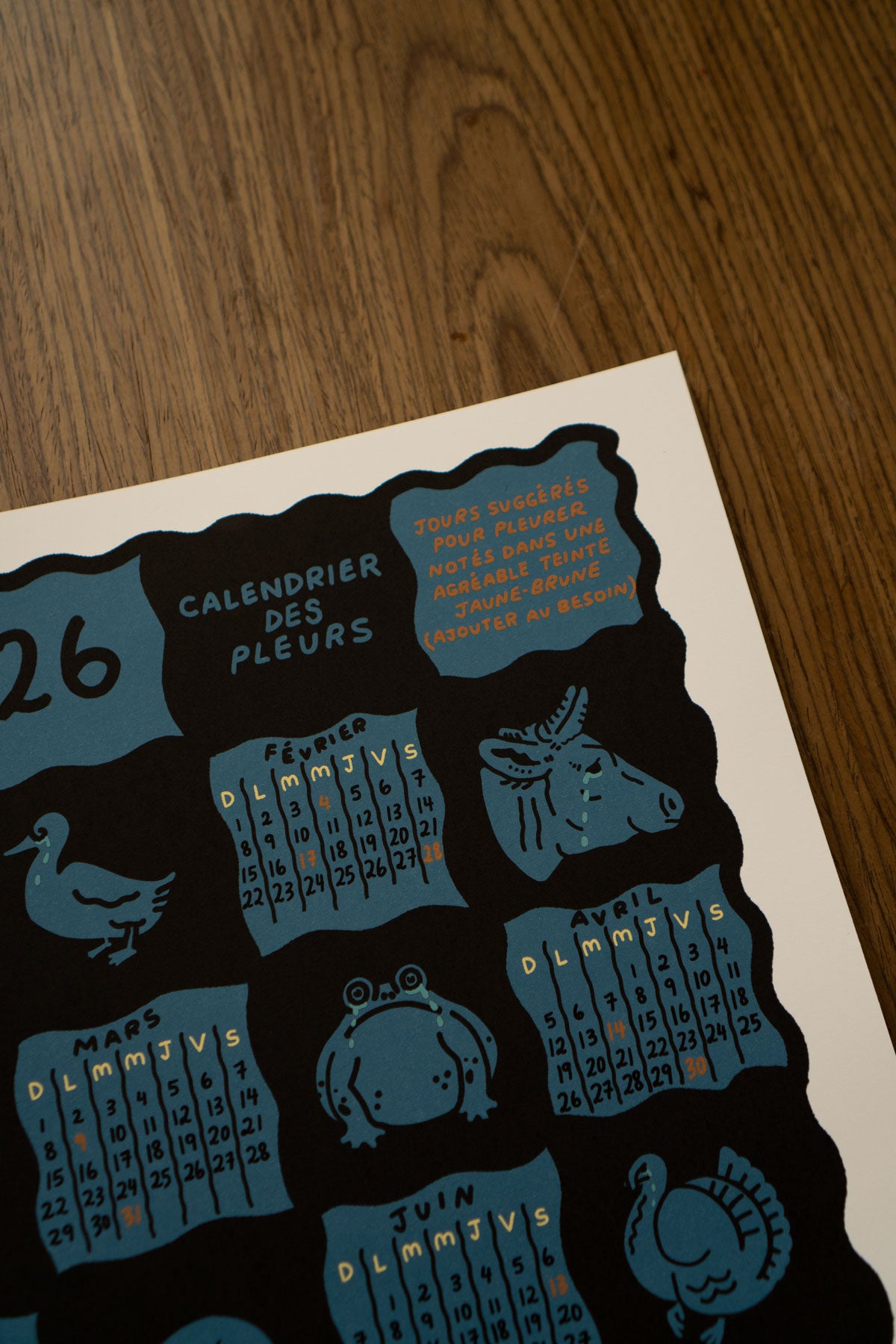 Crying Calendar - 2026 Calendar Print (English / French)