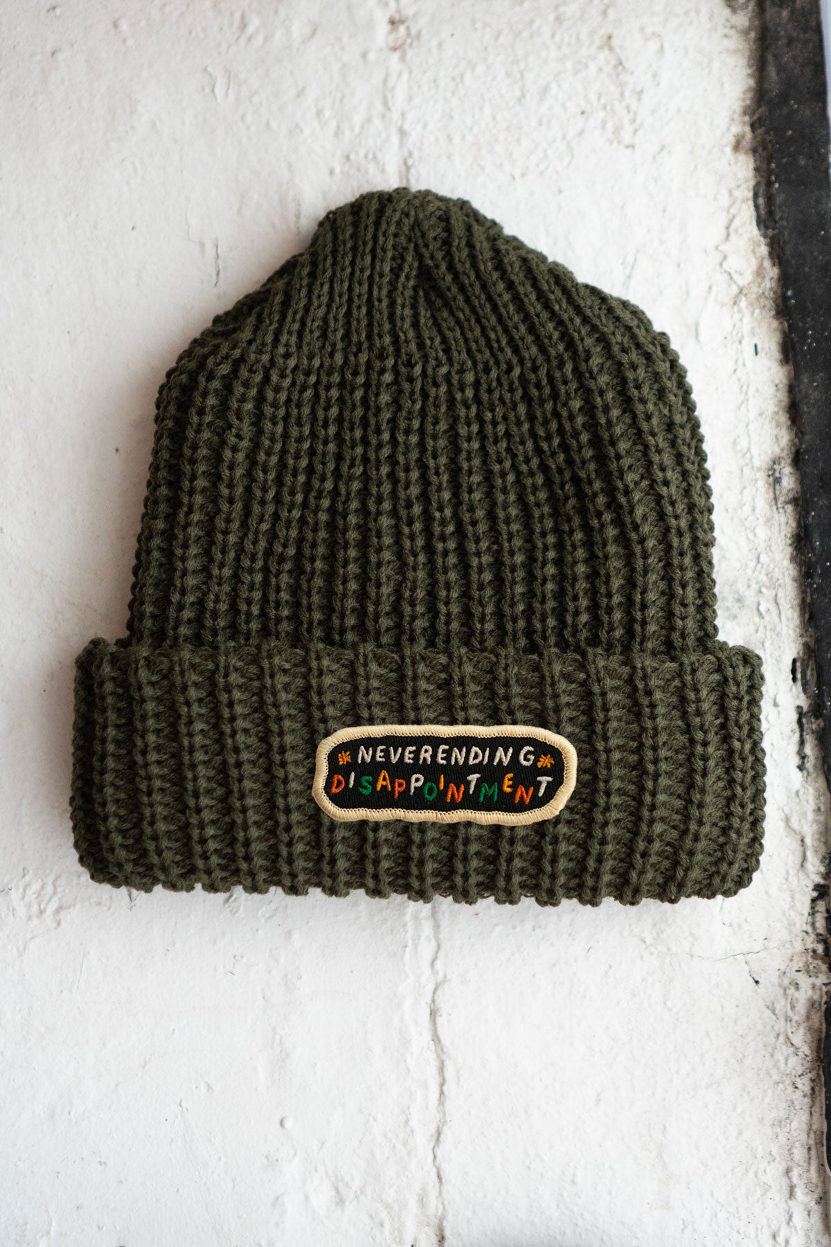 Neverending Disappointment Patched Chunky Beanie