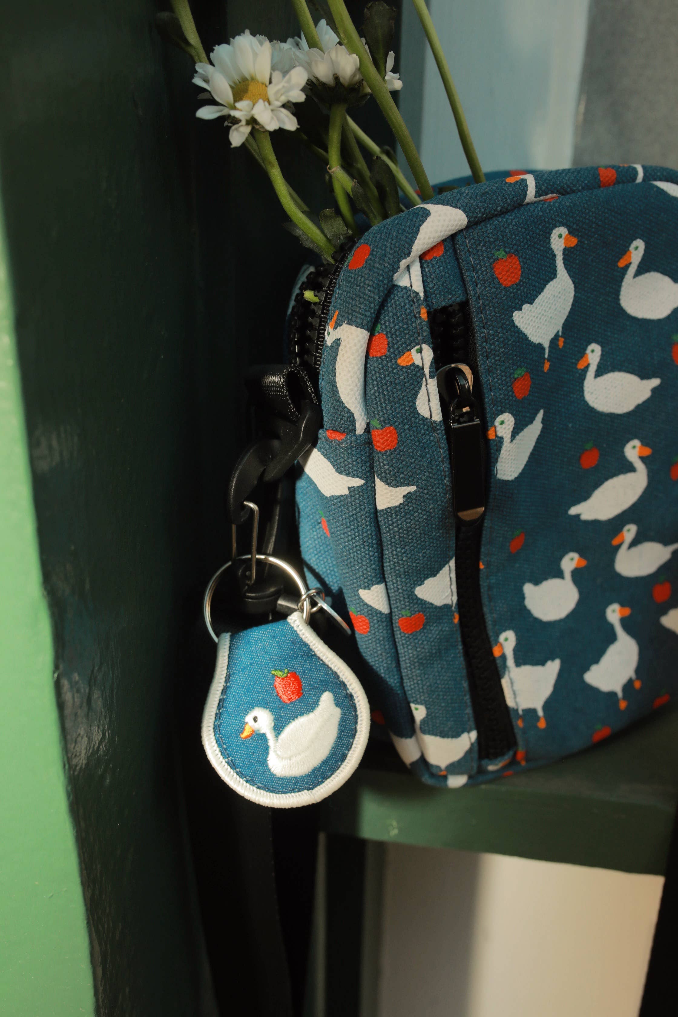 Cottage Goose Patch Keychain