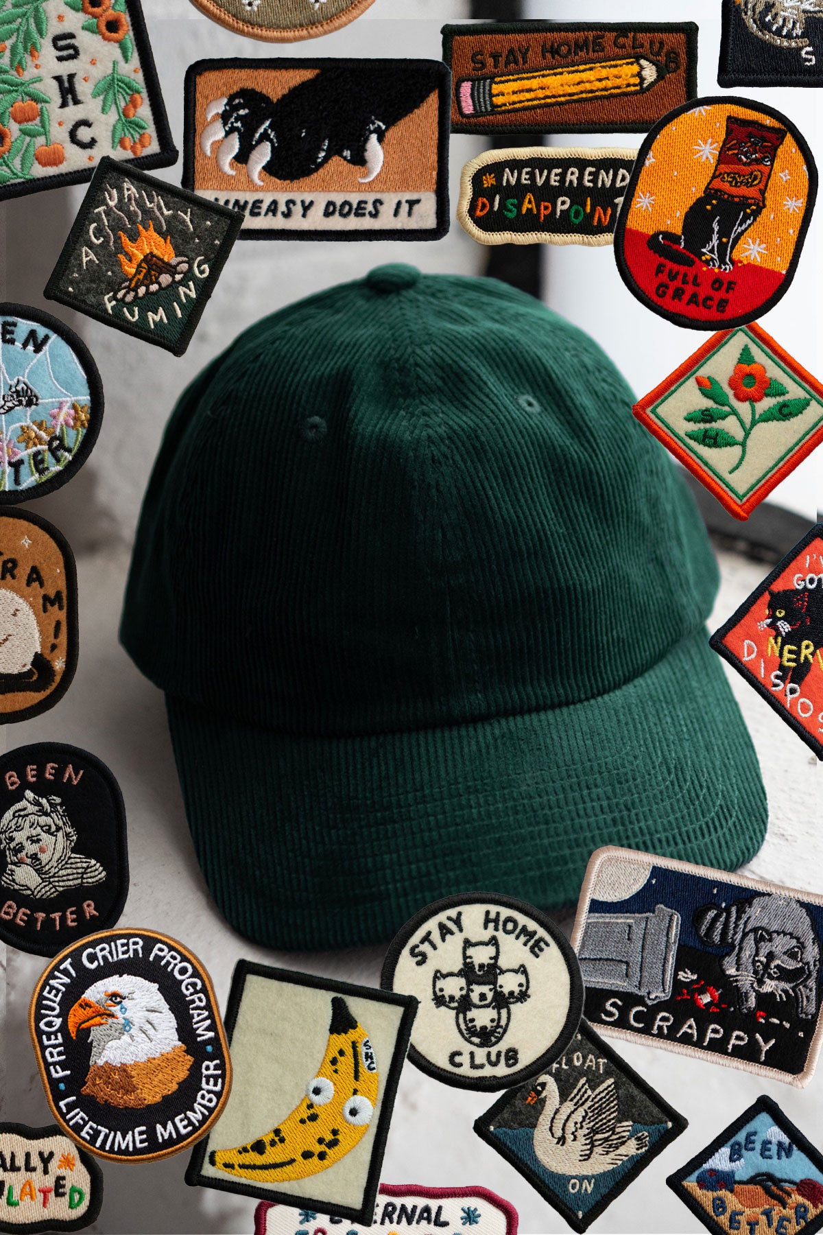 Patched Corduroy Hat - Pick your Patch - Emerald