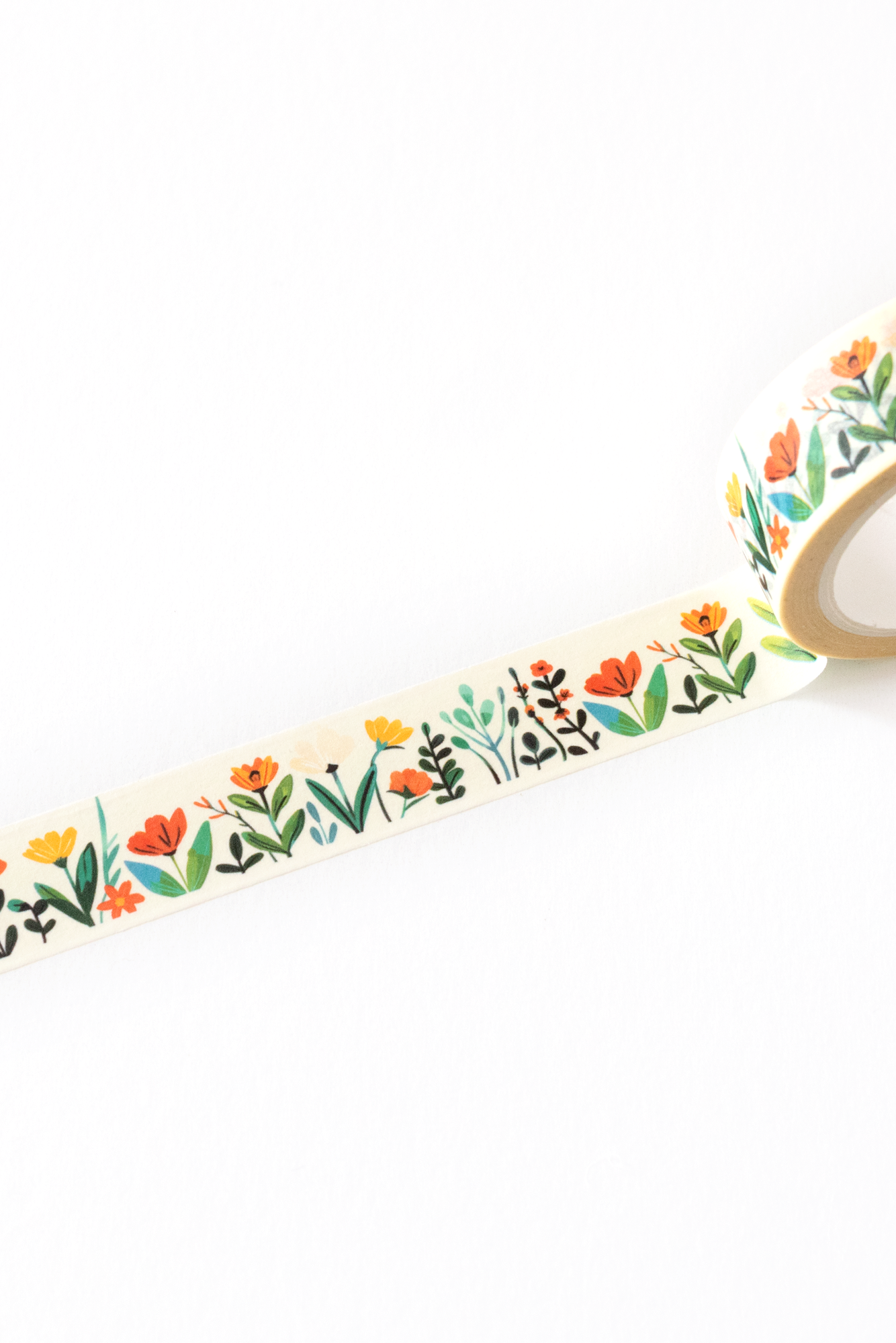 Decorative tape with floral pattern on a white background