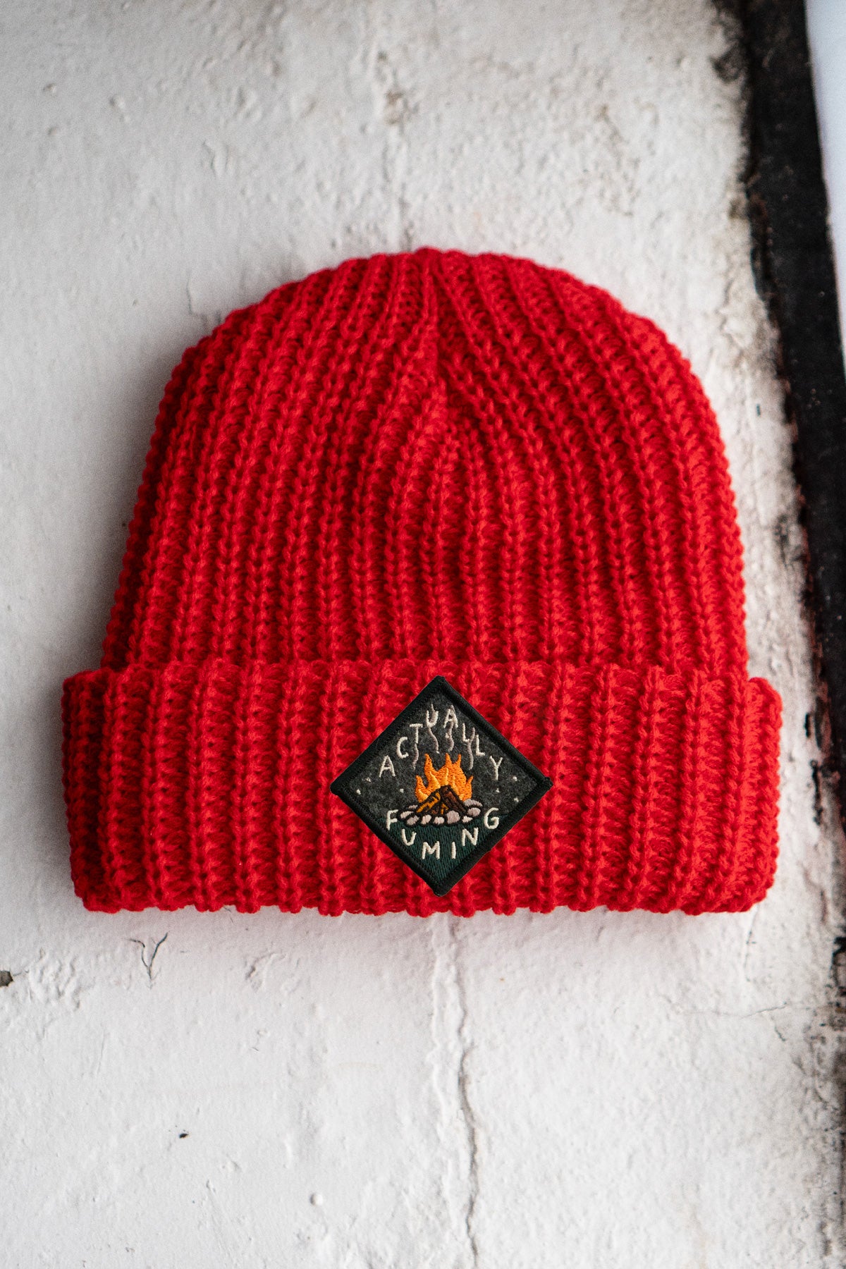 Actually Fuming Patched Chunky Beanie
