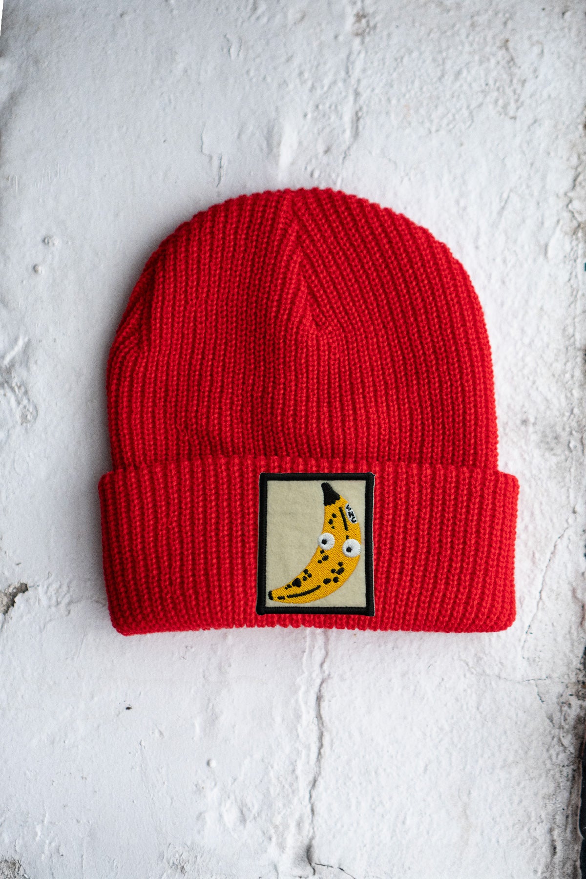 Googly Banana Patched Shaker Stitch Beanie