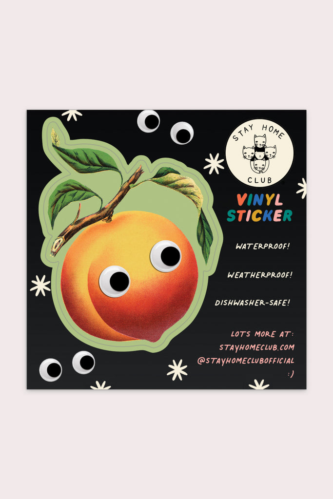 Googly Peach Vinyl Sticker