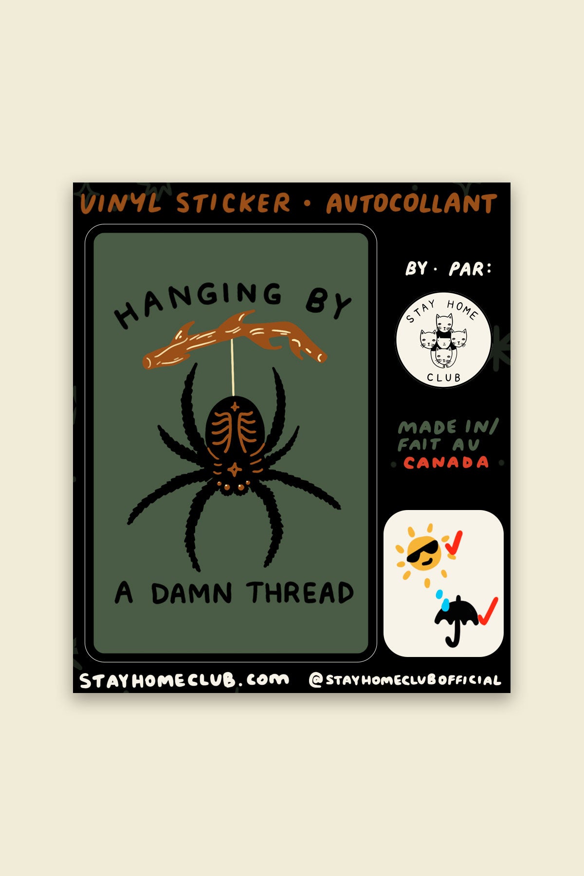 Autocollant 'Hanging by a Thread'