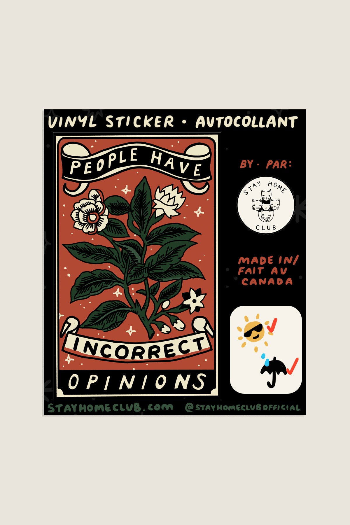 Autocollant 'Incorrect Opinions'