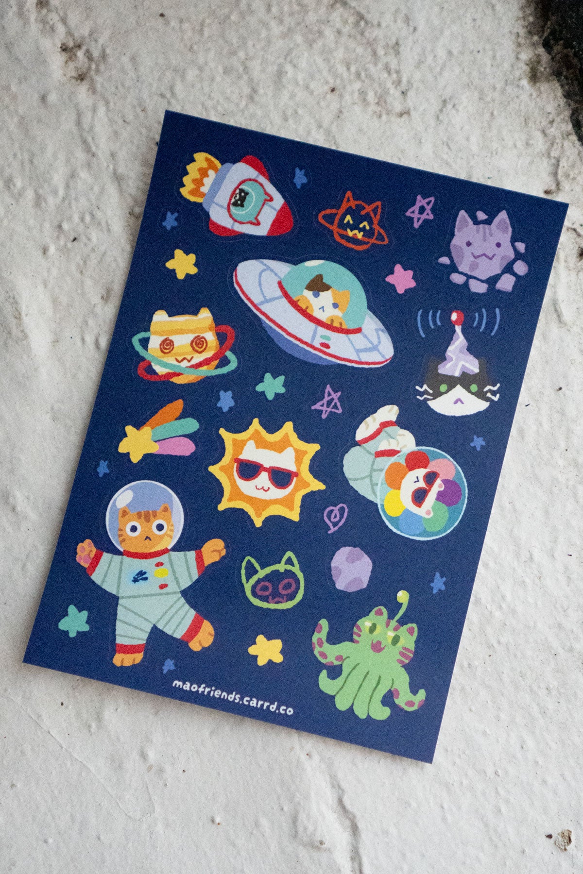 Feuille D'Autocollants 'Cats in Space'