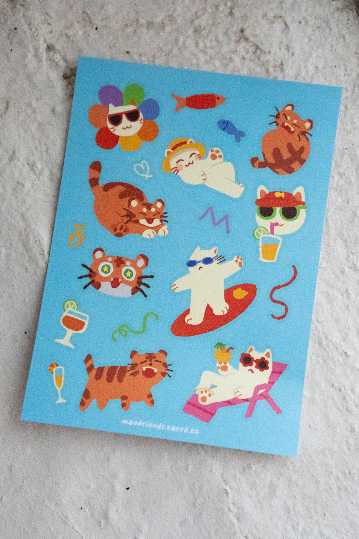 Feuille D'Autocollants 'Cats on Vacation'
