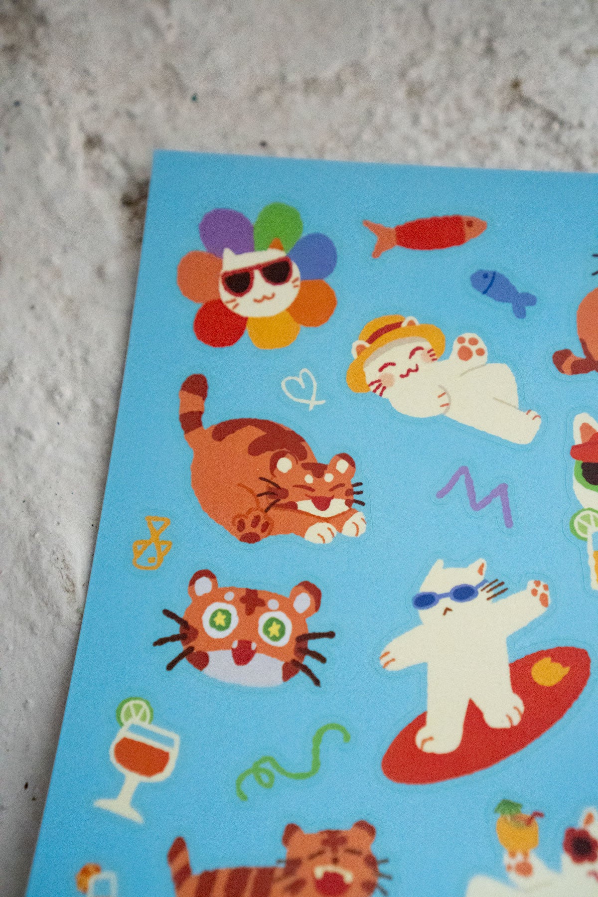 Feuille D'Autocollants 'Cats on Vacation'
