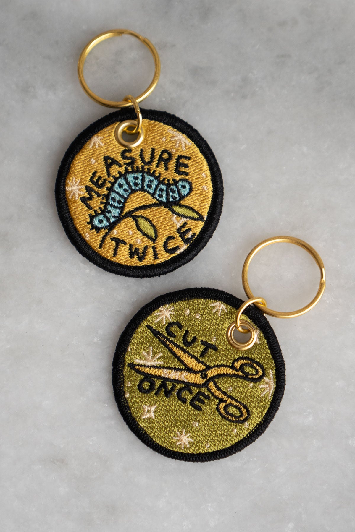 Porte-Clés Brodé  'Measure Twice'