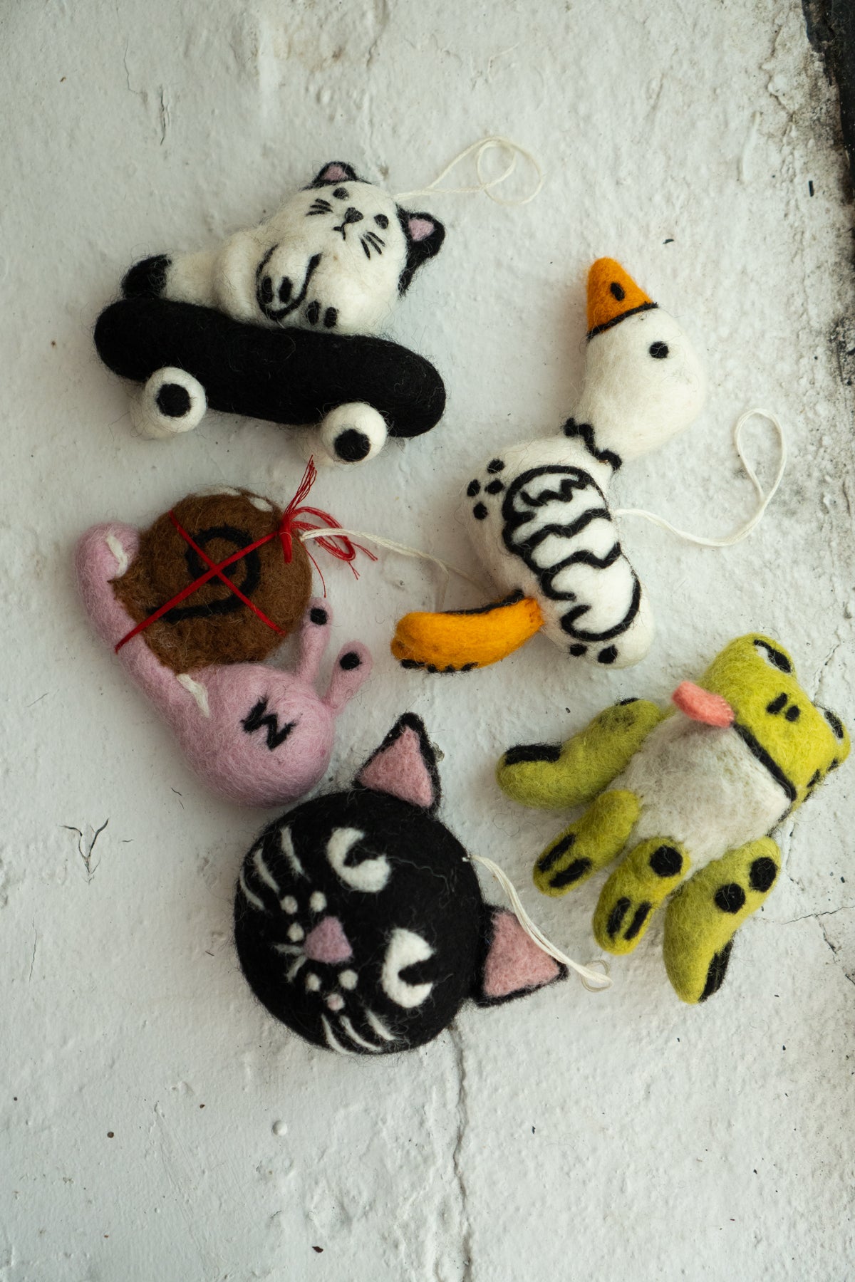 Set of 5 Felted Ornaments
