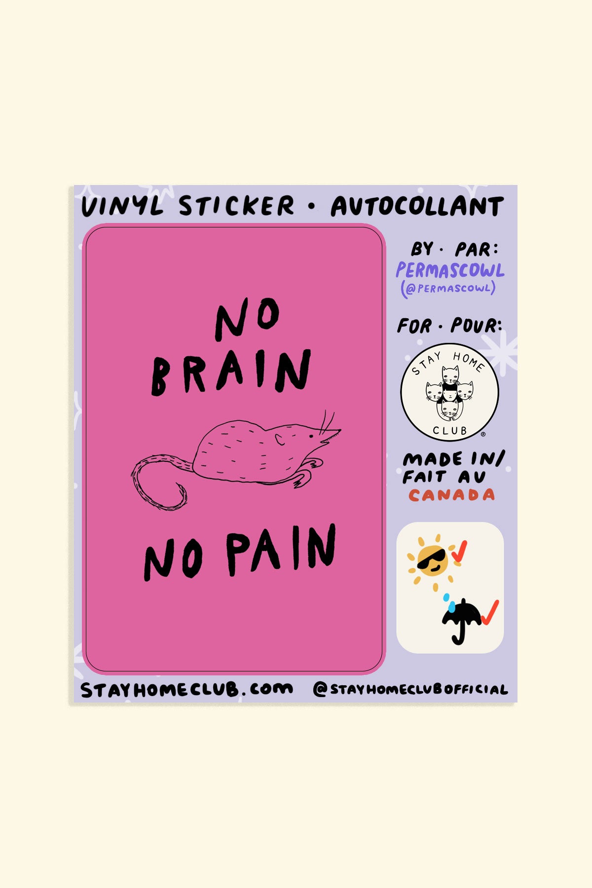 No Brain No Pain Vinyl Sticker