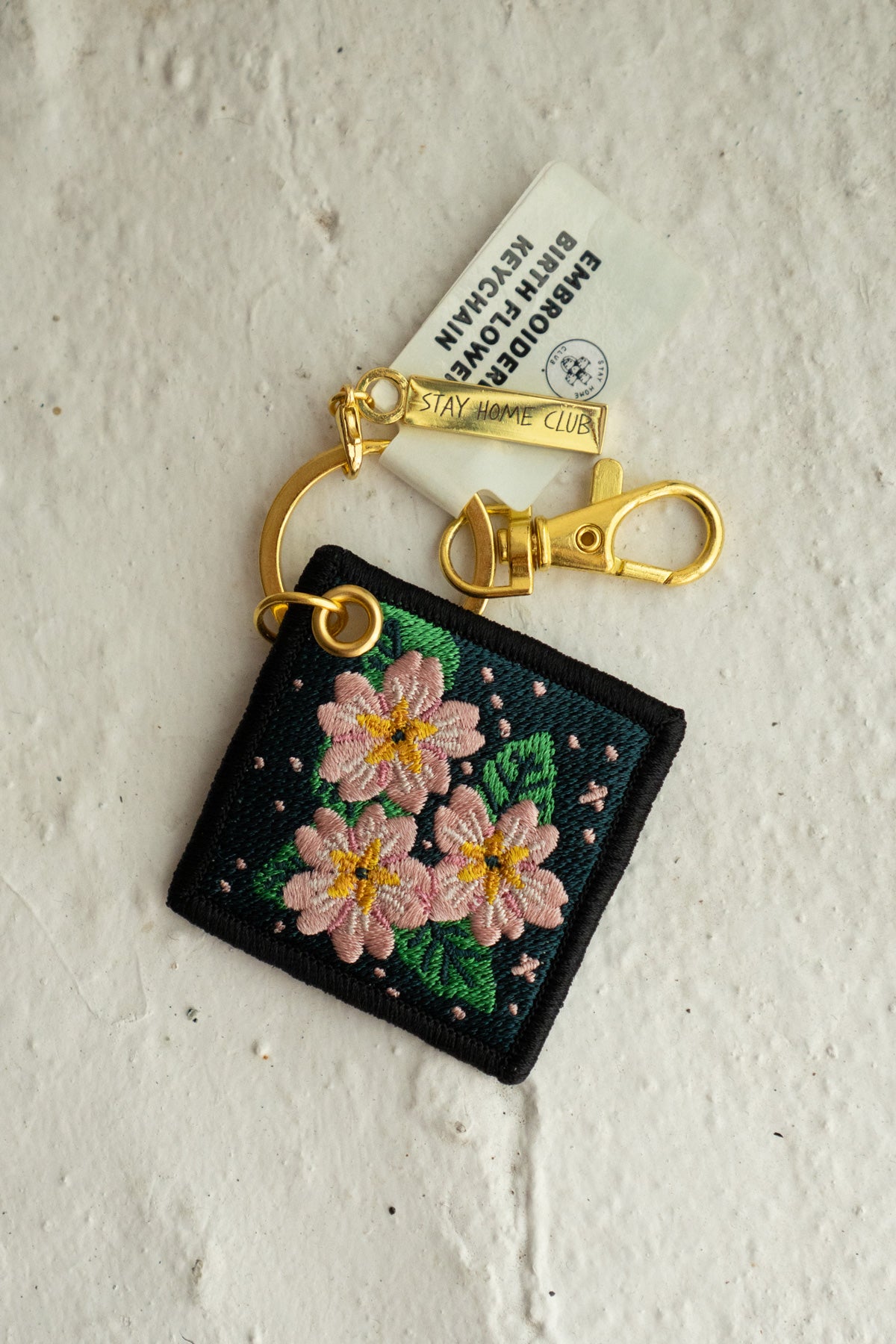 'Primrose' - Porte-Clés Brodé avec fleur de naissance de février