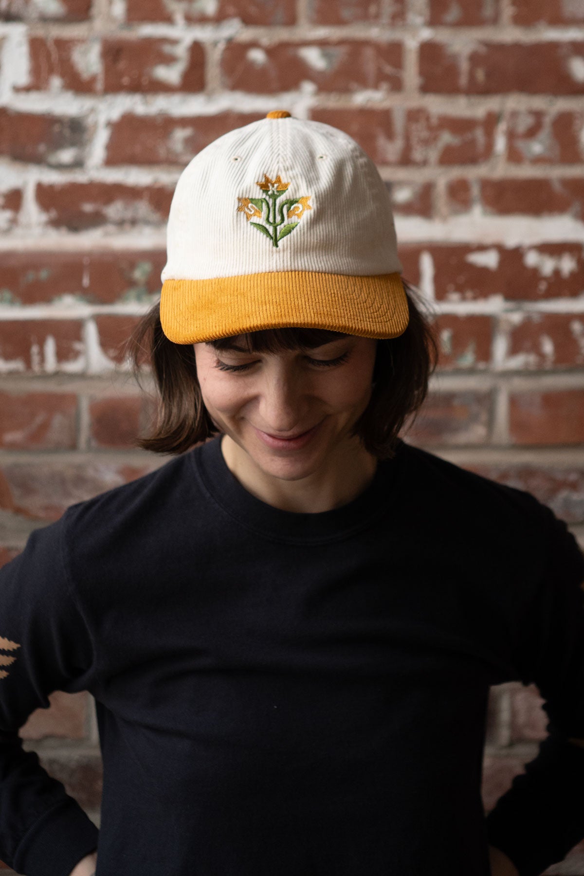 Quilt Flowers Two-Tone Corduroy Dad Hat