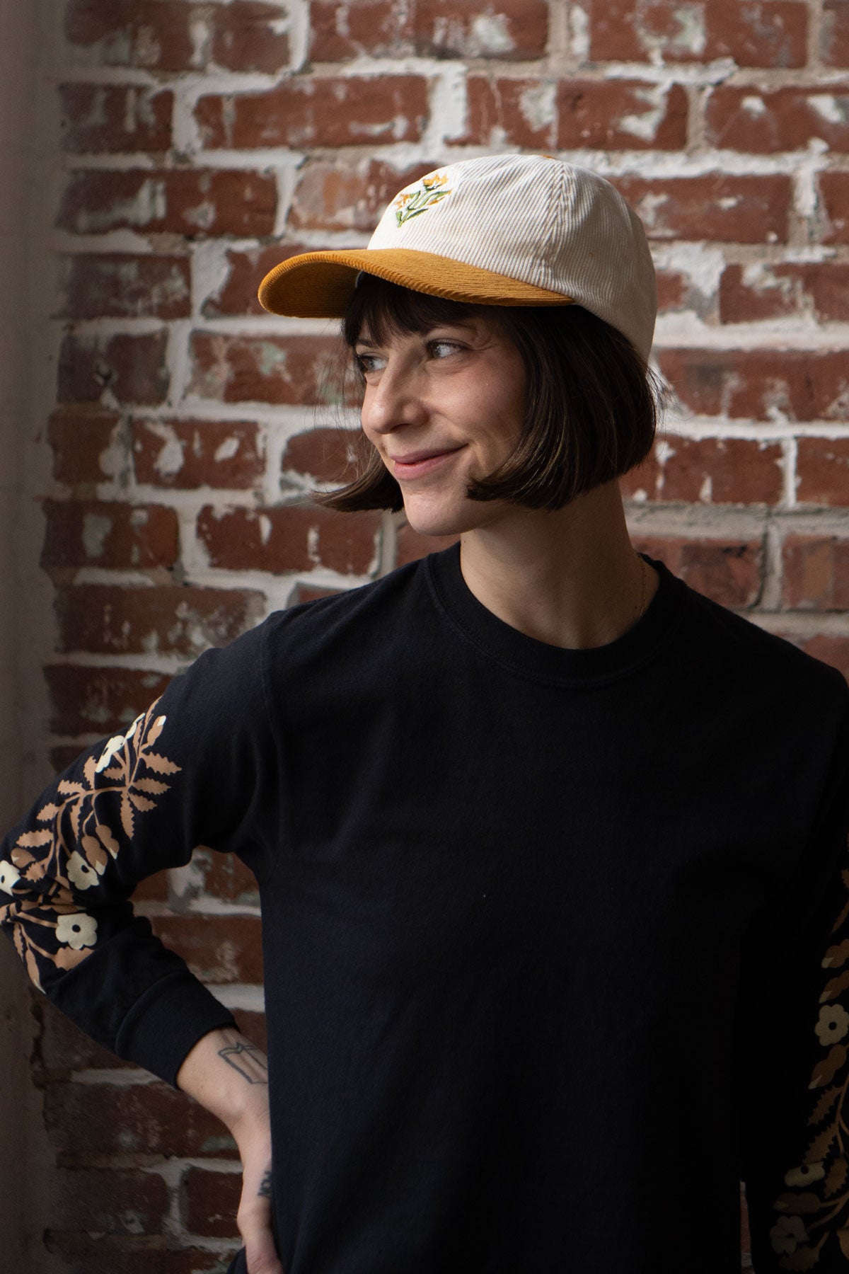 Quilt Flowers Two-Tone Corduroy Dad Hat