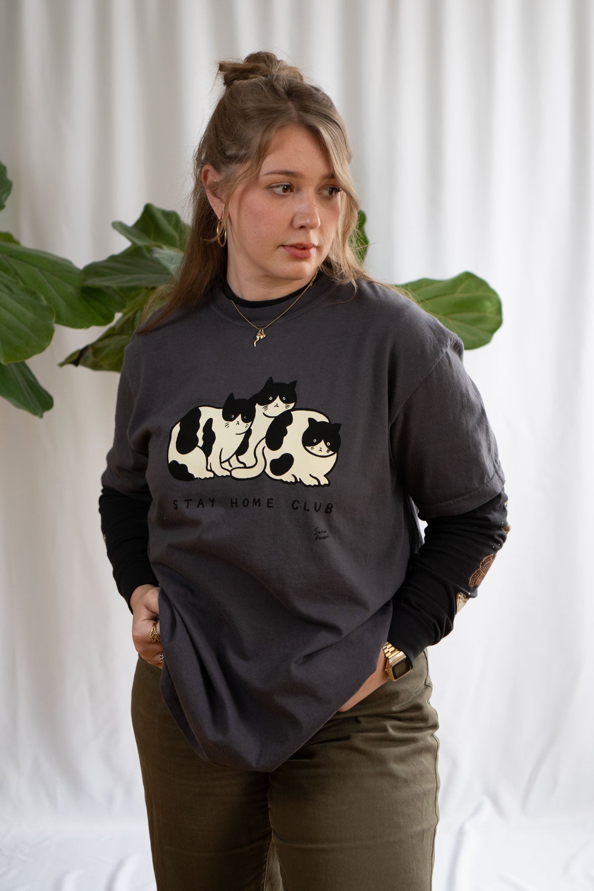  T-shirt 'Vintage' - 'Tuxedo Cats'