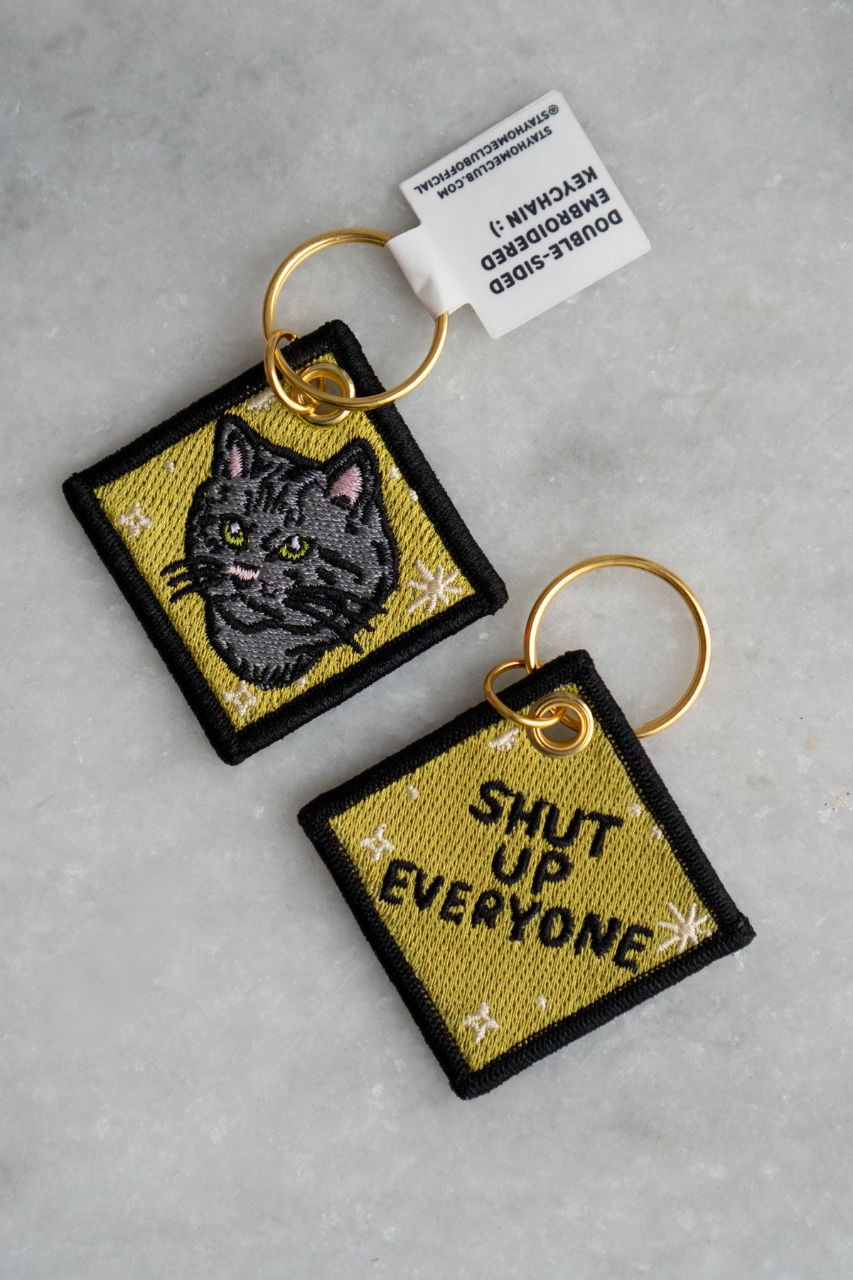 Porte-Clés Brodé  'Shut Up Everyone (Cat)'