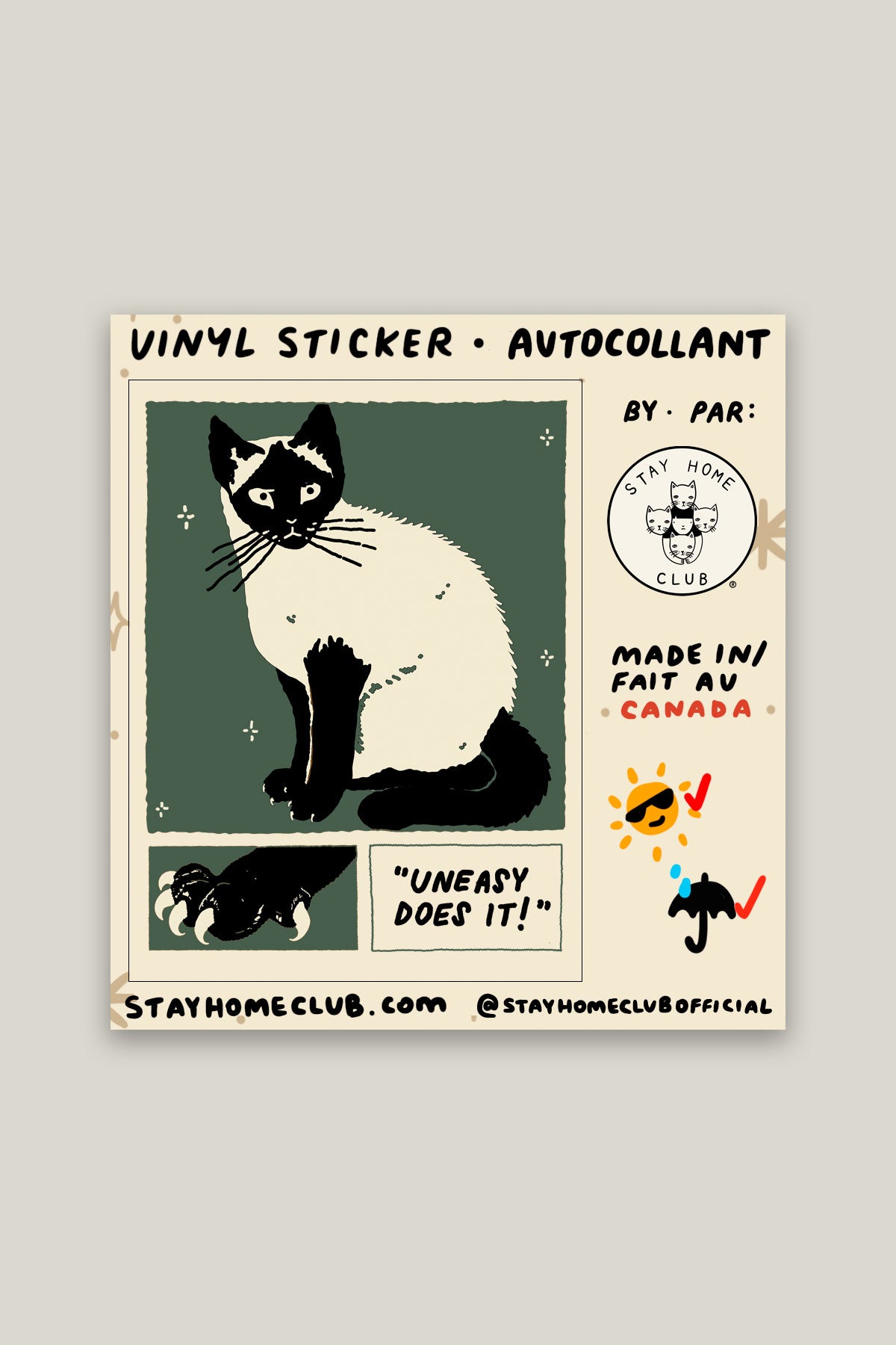 Autocollant 'Uneasy Does It'