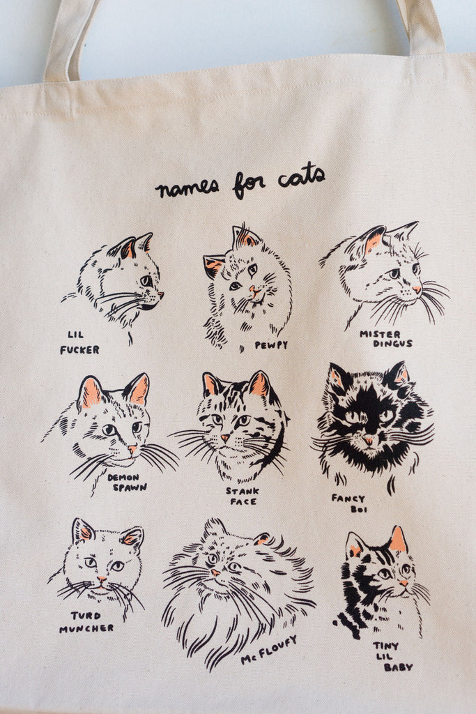 Names For Cats XL Tote - NATURAL